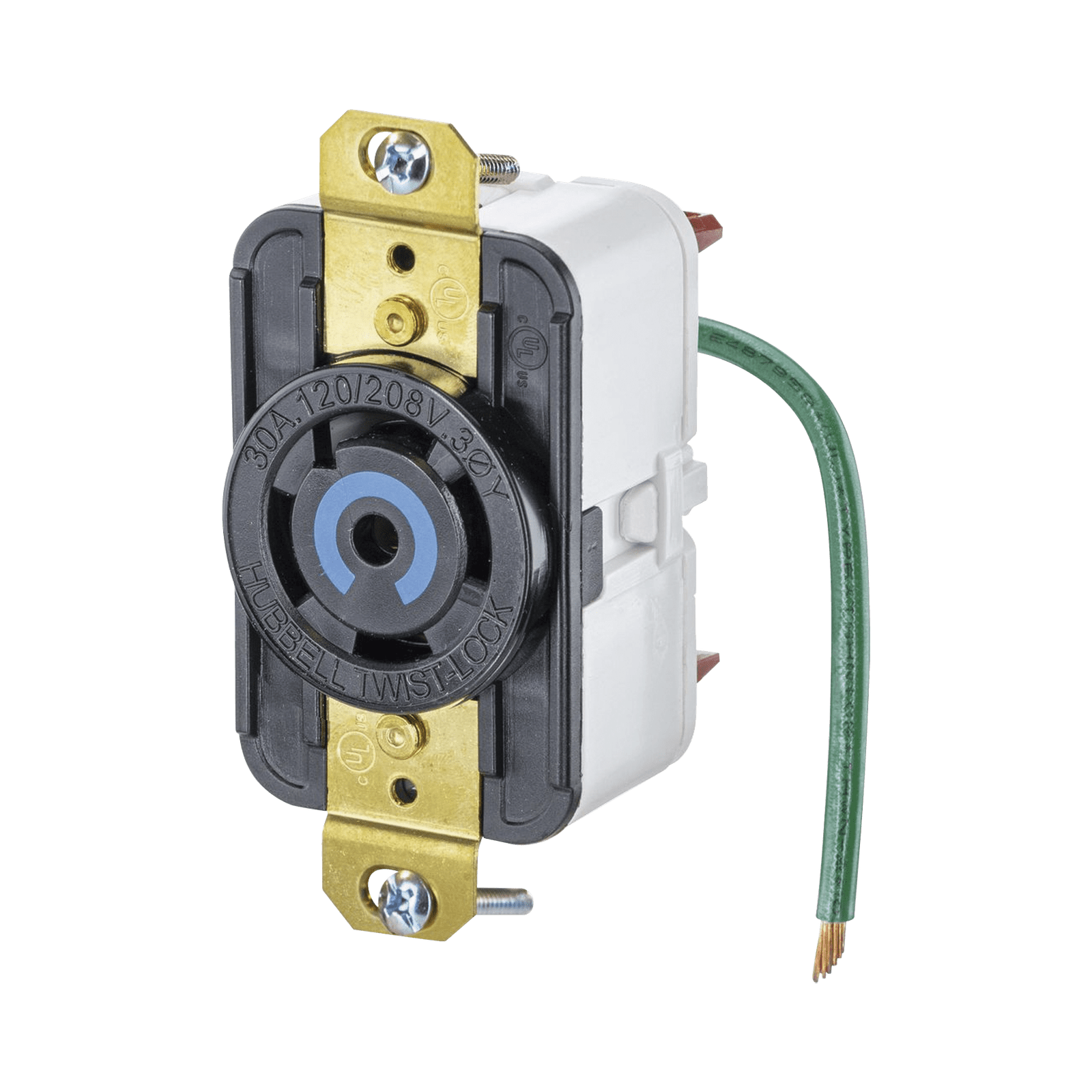 Receptáculo de Media Vuelta Industrial 30 A 120/208 V CA/ Nema L21-30R /Color Negro. HUB-HBL-2810-ST - HUBBELL