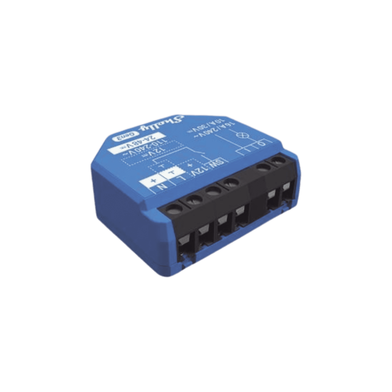 Relevador inalámbrico inteligente 16A, 110-230 V, 1  salida de contacto seco, compatible con asistente de voz Alexa, Google Home SHELLY1GEN3 - SHELLY