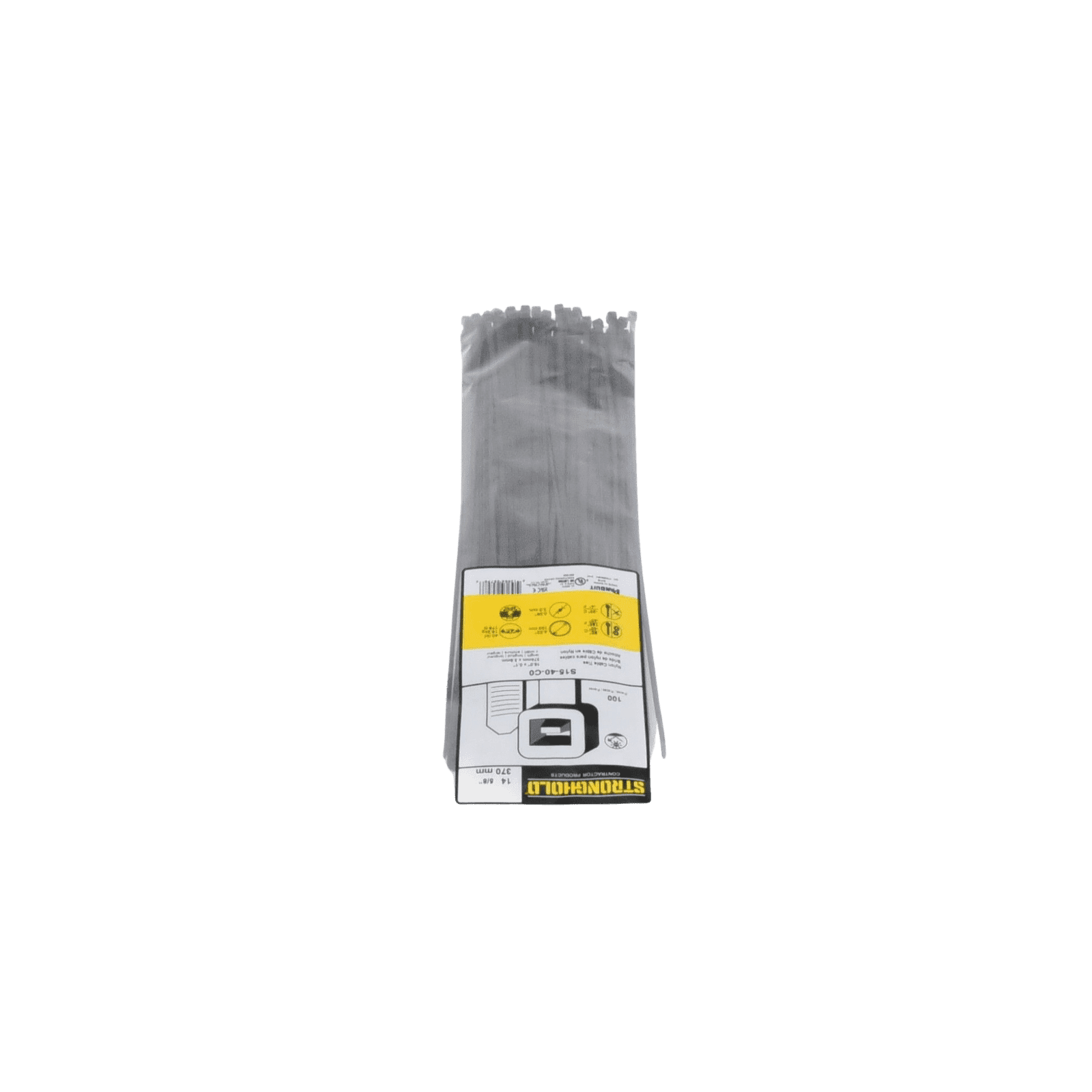 Cincho de Nylon 6.6 StrongHold™, 370mm largo x 3.6mm ancho, Color Negro, Exterior Resistente a Rayos UV, Paquete de 100pz S15-40-C0 - PANDUIT