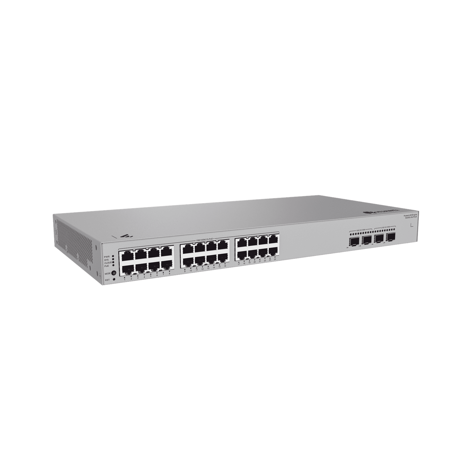 Switch de Acceso Gigabit Administrable PoE Capa 2 / 24 puertos 10/100/1000 Mbps (PoE) / 2 Puertos 2.5GE SFP + 2 Puertos 10GE SFP+ Uplink  / ERPS / IMGP Snooping / DHCP Snooping  /PoE Perpetuo / 192 W / Administración Nube Gratis S220S-24LP4JX - HUAWEI