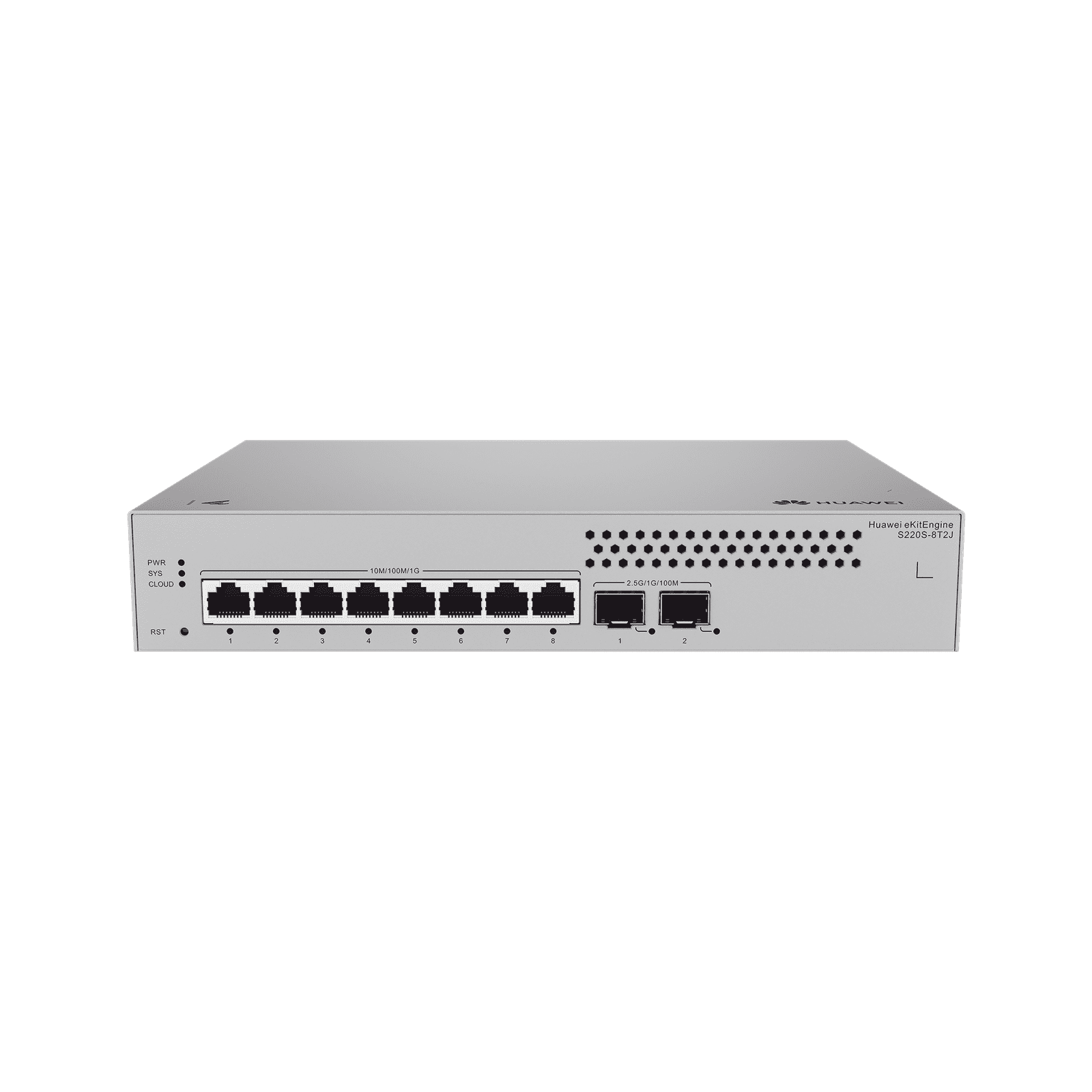 Switch de Acceso Gigabit Administrable Capa 2 / 8 puertos 10/100/1000 Mbps / 2 Puertos 2.5GE SFP Uplink / ERPS / IMGP Snooping / DHCP Snooping / Administración Nube Gratis S220S8T2J - HUAWEI