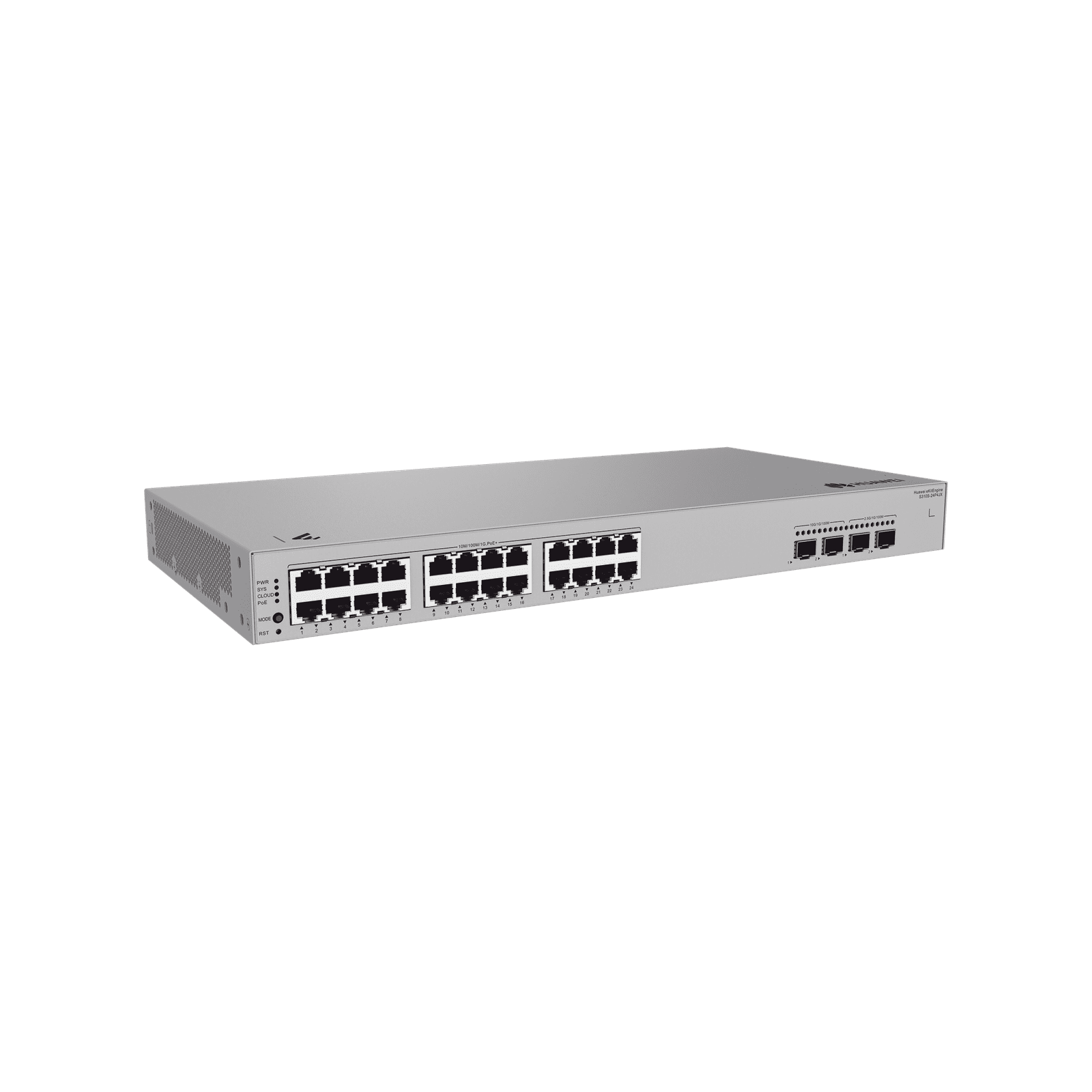 Switch de Acceso Gigabit Administrable PoE Capa 2+ / 24 puertos 10/100/1000 Mbps (PoE) / 2 Puertos 2.5GE SFP + 2 Puertos 10GE SFP+ Uplink / ERPS / Rutas Estáticas / PoE Perpetuo / 400 W / Administración Nube Gratis S310S-24P4JX - HUAWEI