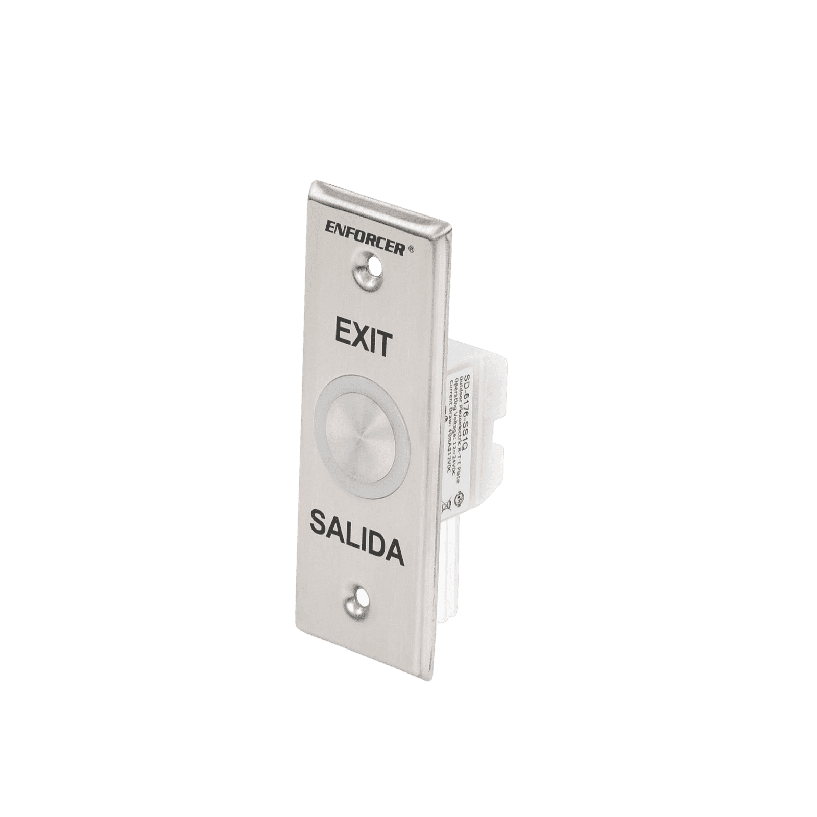 Botón de salida con aro iluminado color verde y rojo / IP65 / Buzzer / función toggle (enclavado) / Función temporizado / dos salidas de contacto NC/NO/ placa de acero inoxidable SD6176SS1Q - ENFORCER SECOLARM