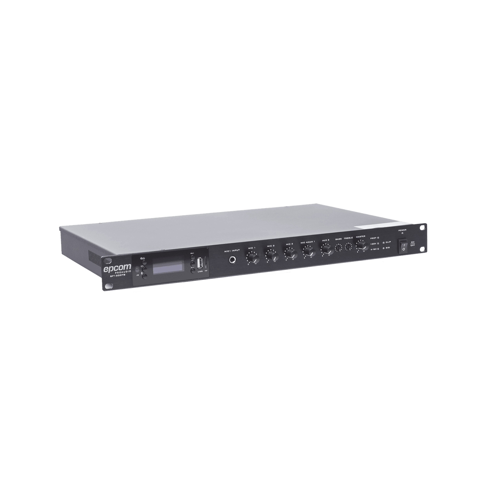 Amplificador Mezclador | 120W RMS | Sistema 100V y Baja Impedancia | MP3 | Tuner | Bluetooth | Música ambiental y Voceo SF-120DTB - EPCOM PROAUDIO