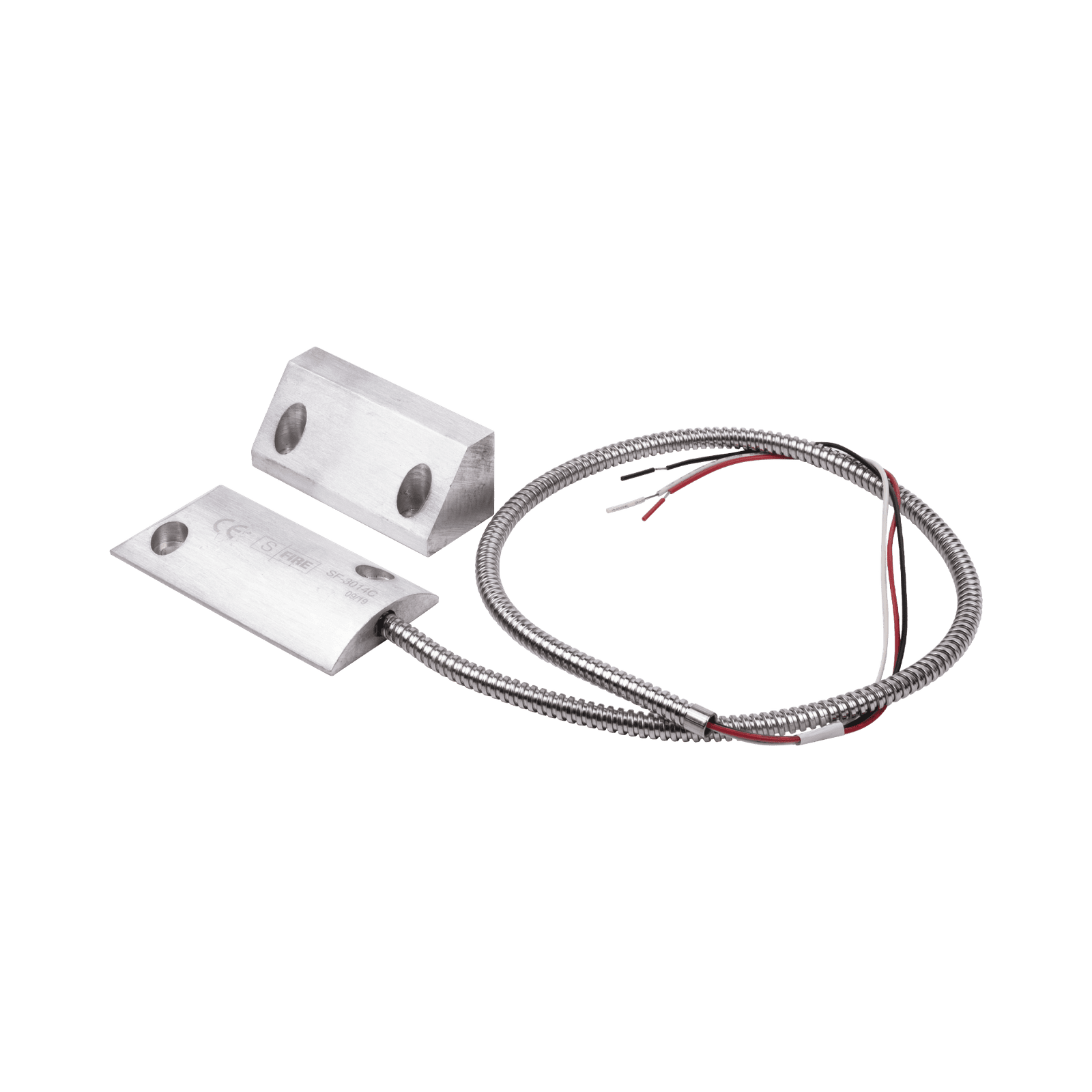 Contacto Magnético para Piso, Salida Dual NC/NA, GAP 65mm, Cubierta de Aluminio con 55cm de Cable Blindado SF-3014-C - SFIRE