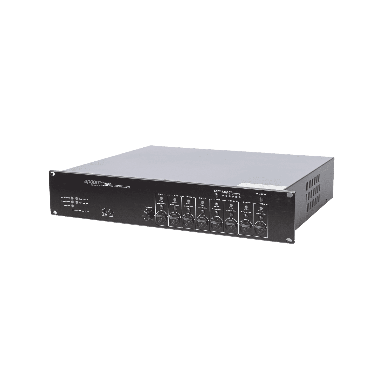 Controlador de Extensión de Evacuación de Voz | 8 Zonas | 500W | Soporta Máx. 19 SF6200MS en Cascada SF-6200MS - EPCOM PROAUDIO