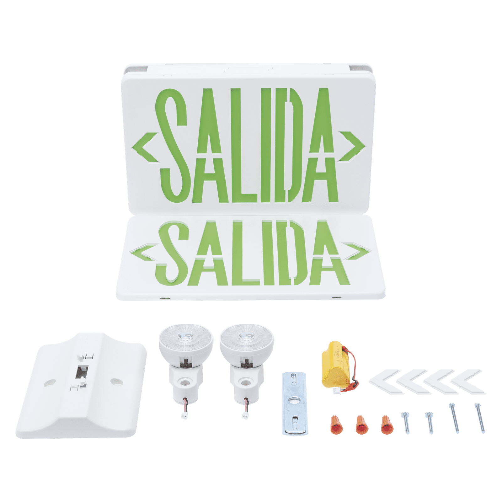 Letrero de Emergencia LED DUAL de SALIDA con Luz de Emergencia/Montaje Universal (pared, lateral o Techo)/Batería de Respaldo Incluida SFKDC860 - SFIRE