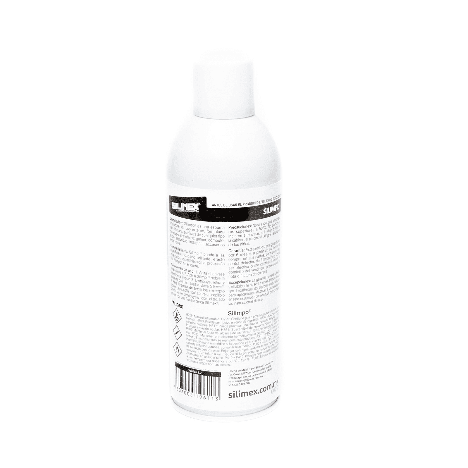 Espuma limpiadora para todo tipo de superficies plásticas y metálicas de sistemas de vídeo, audio, telefonía y equipo de computo, contiene protectores de rayos UV, 454 ml SILIMPO - SILIMEX