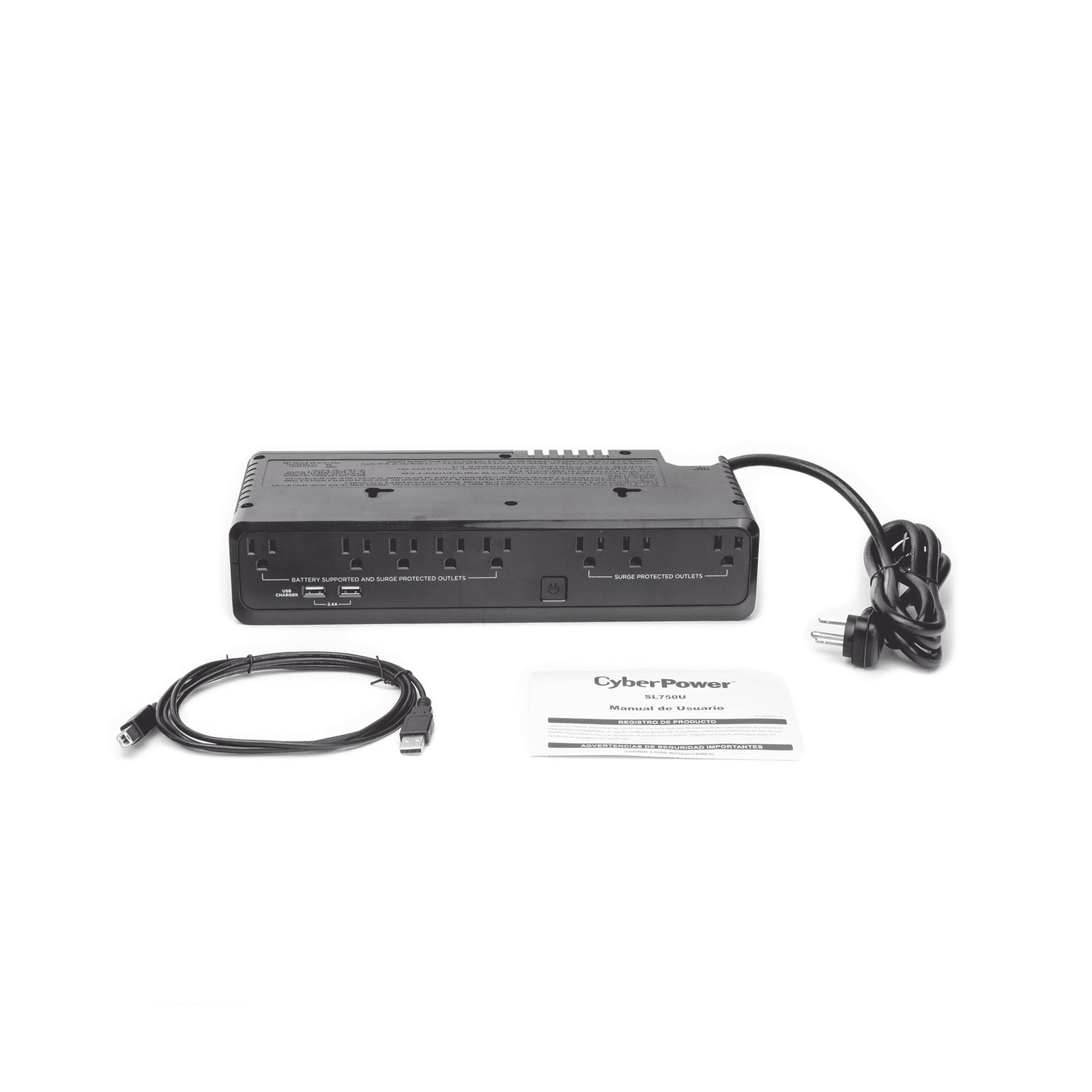 UPS de 750 VA/375 W, Topología Standby, Entrada 120 Vca NEMA 5-15P, de Escritorio, Con 8 Tomas NEMA 5-15R SL750U - CyberPower