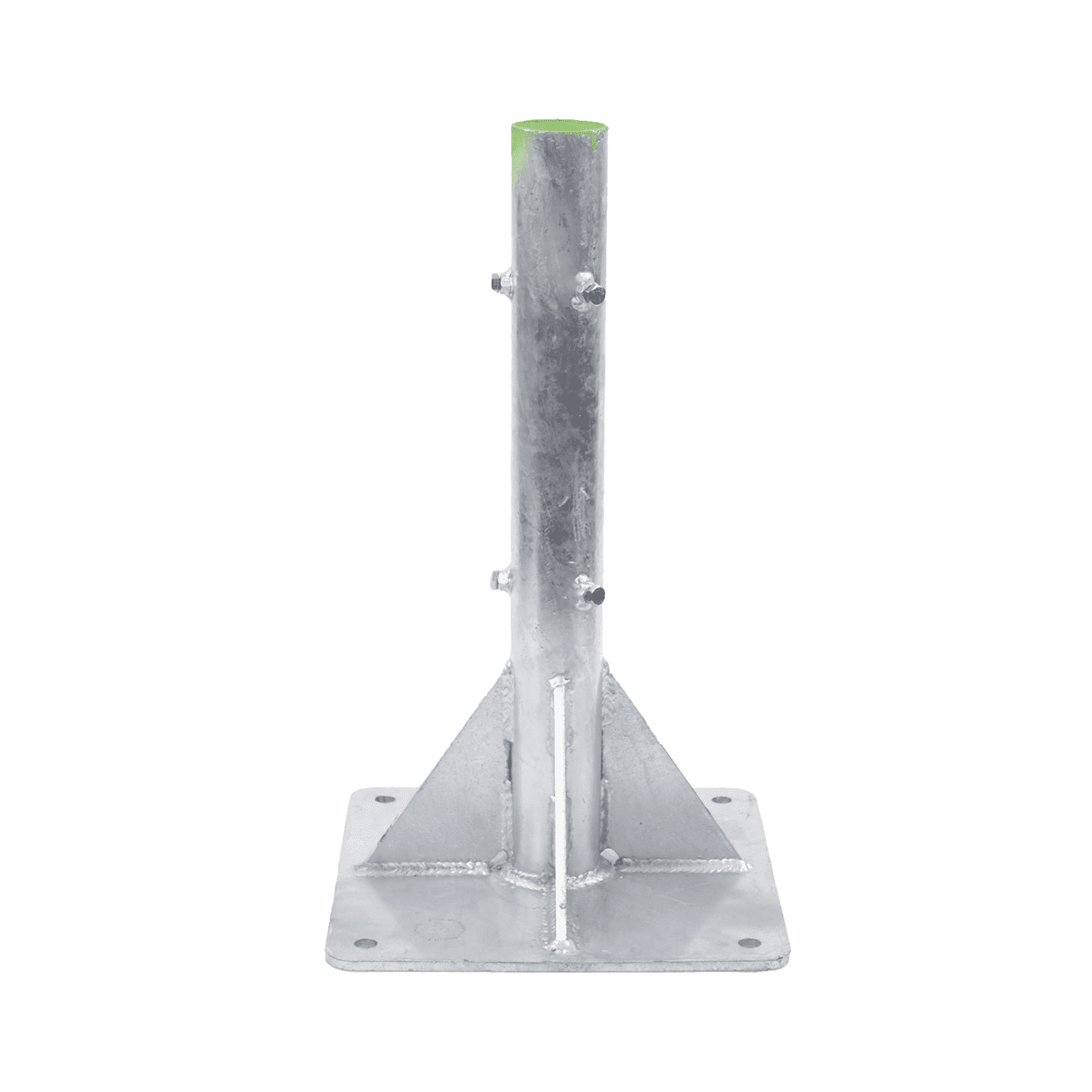 Base para Mástil Hasta 2″ con Opresores, Base de 50 x 50 cm y Tubo de 80 cm Ced. 30. Galv. Inmersión. SLM-BA-6G - SYSCOM TOWERS