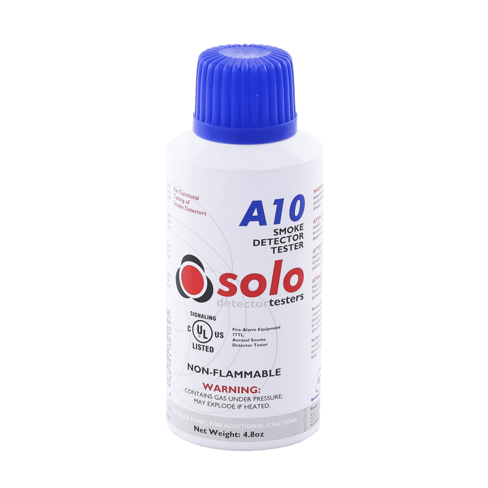 Lata De Humo Sintético En Aerosol Para Prueba De Detectores Puntuales, No Tóxico, No Inflamable, Libre De Silicona, 100%Biodegradable, No Contamina Los Detectores, Uso Manual o En Dispensadores SOLO-330/SOLO-332, Listado UL SOLO-A10 - SDI