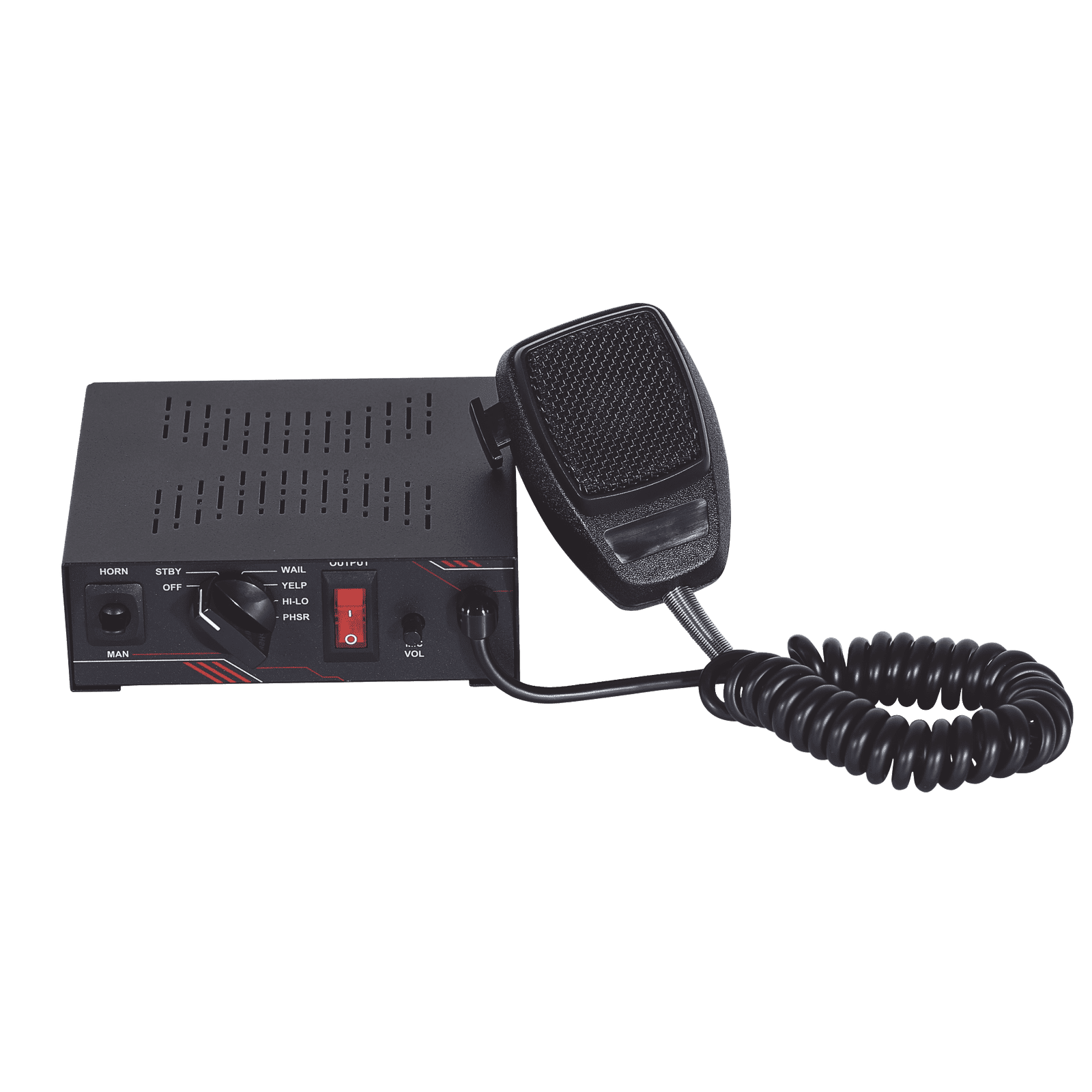 Sirena Vehicular de 100W de Potencia, Con Switch Giratorio de 6 posiciones y Micrófono Integrado de Uso Rudo SP101 - SIGNALPRO