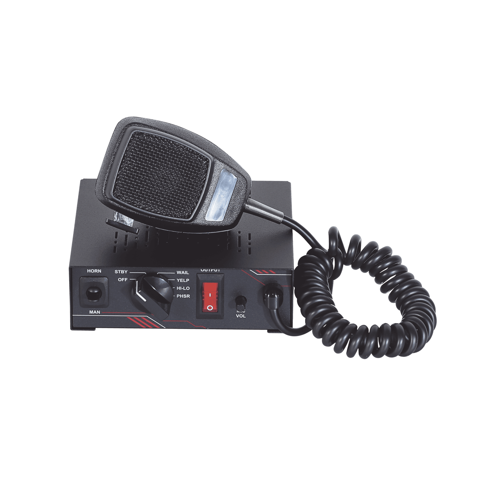 Sirena Vehicular de 100W de Potencia, Con Switch Giratorio de 6 posiciones y Micrófono Integrado de Uso Rudo SP101 - SIGNALPRO