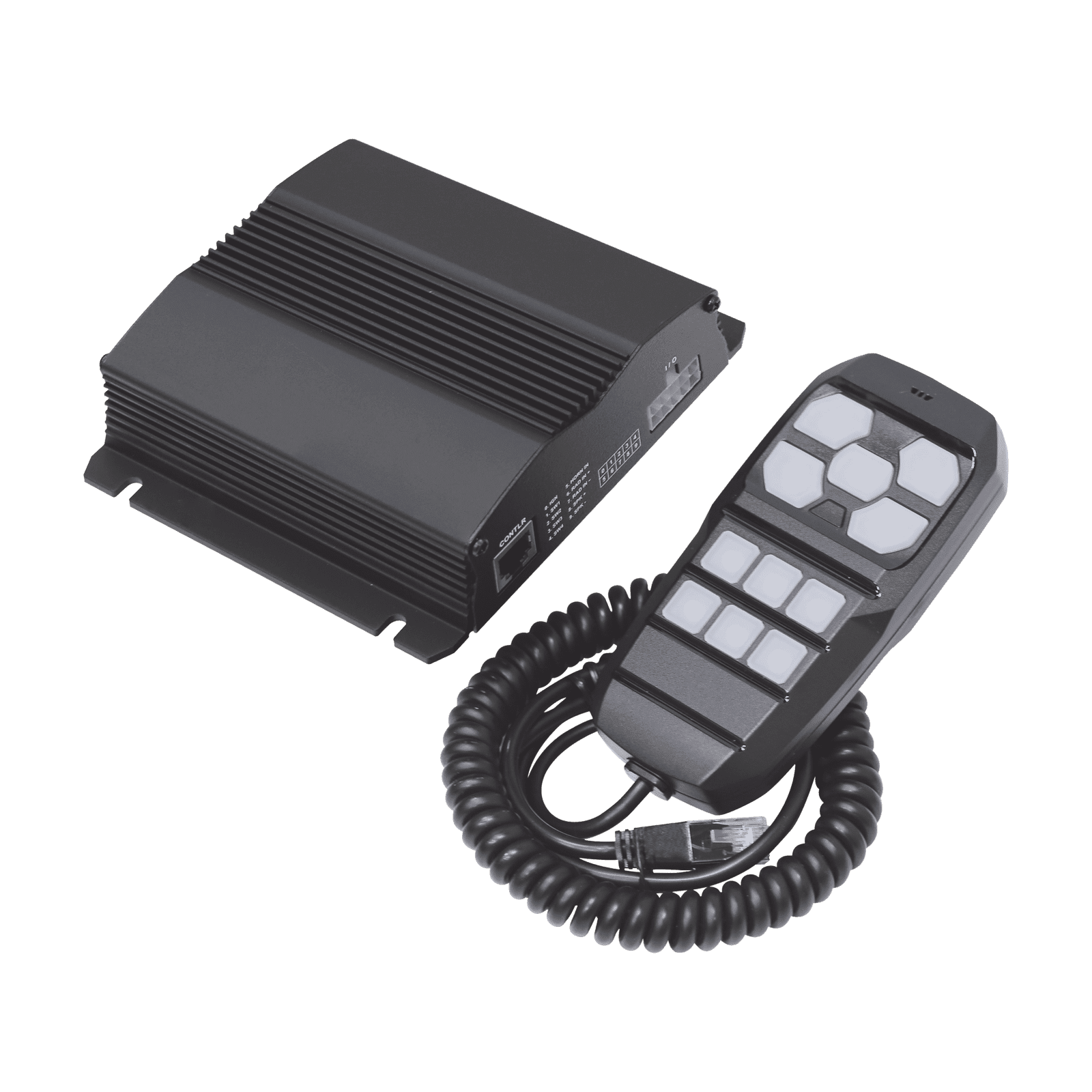 Sirena Vehicular de 100W de Potencia, Con Controlador Unimando Para Control de Tonos, 4 Salidas Auxiliares y Microfono SP104 - SIGNALPRO