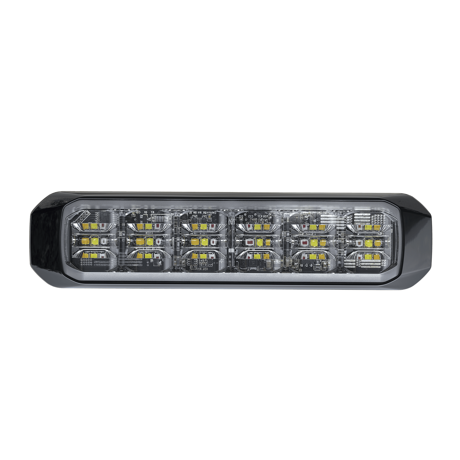 Luz Auxiliar de 18 LED, SAE, Tricolor, Bisel Negro, Rojo/Blanco/Azul, Lente Transparente SP18RWB - SIGNALPRO