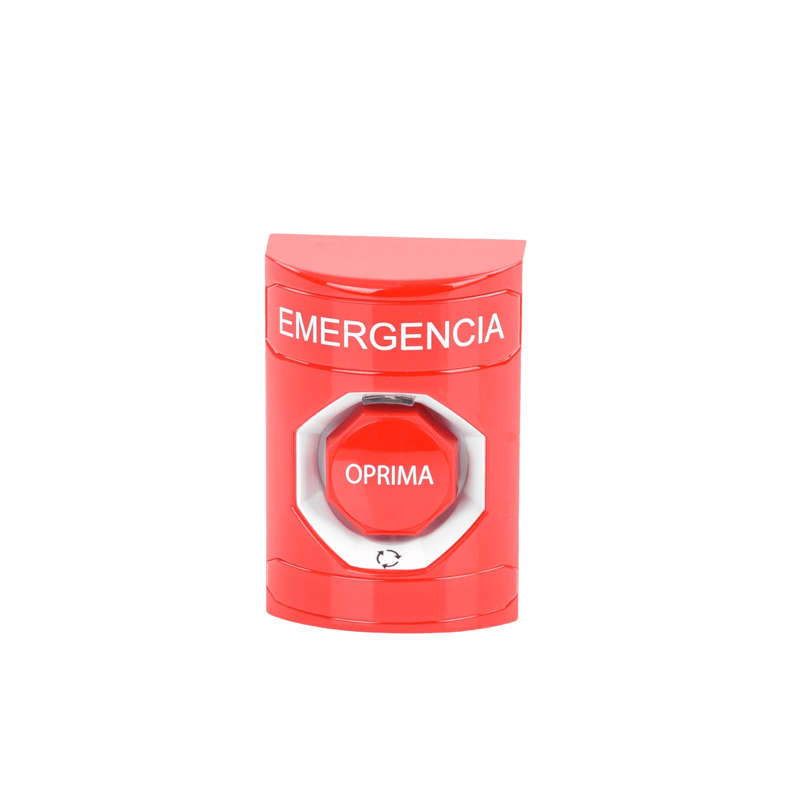 Botón de Emergencia, Texto en Español, Color Rojo, Acción Mantenida, Girar para Restablecer y LED Multicolor SS2009EM-ES - STI