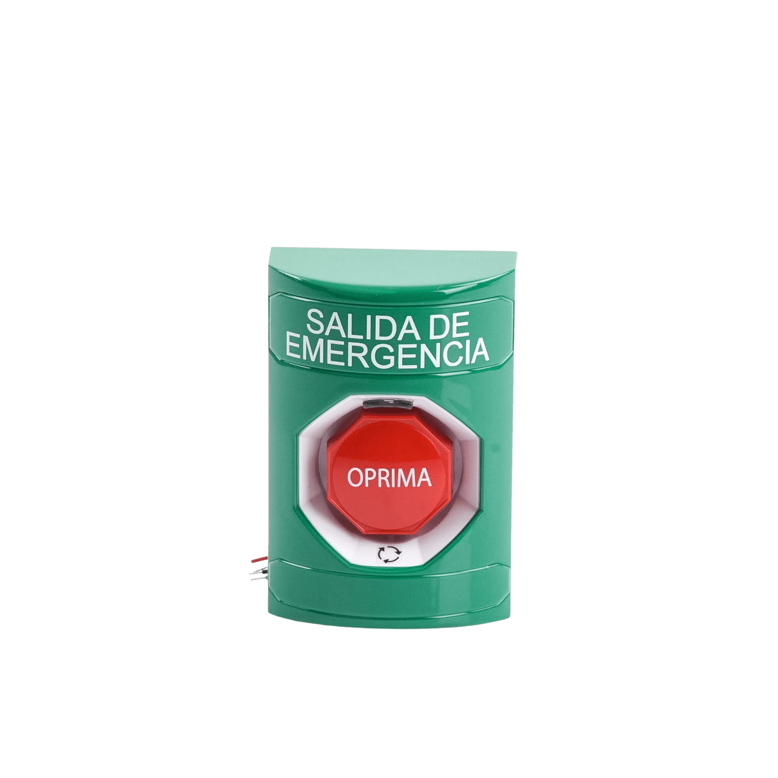 Botón de Salida de Emergencia , Texto en Español,  Acción Mantenida, Girar para Restablecer, LED de iluminación SS2109EX-ES - STI