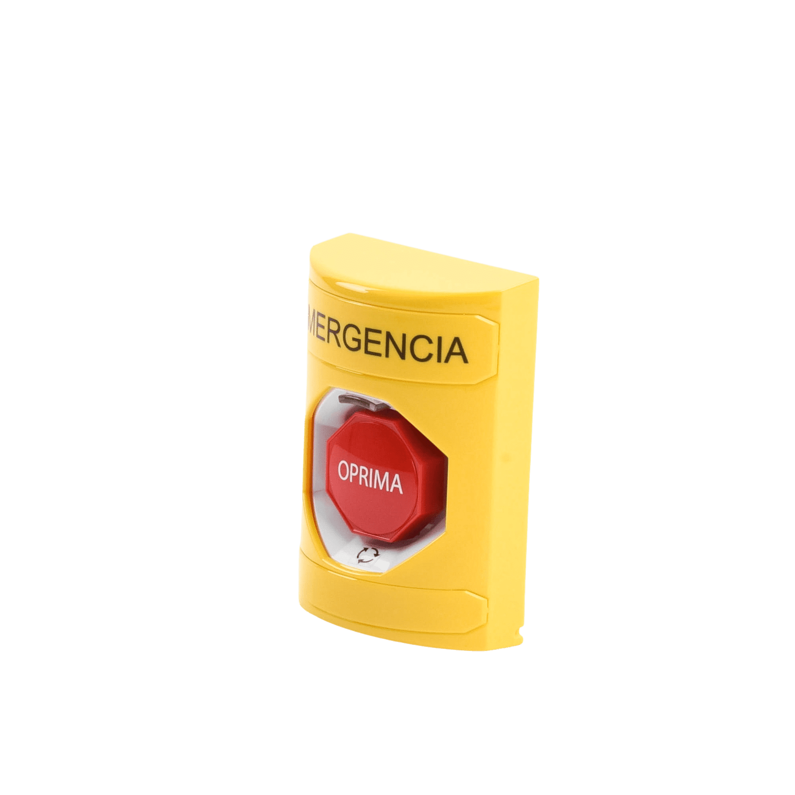 Botón de Emergencia en Español, Color Amarillo, Acción Mantenida, Girar para Restablecer y LED Multicolor SS2209EM-ES - STI
