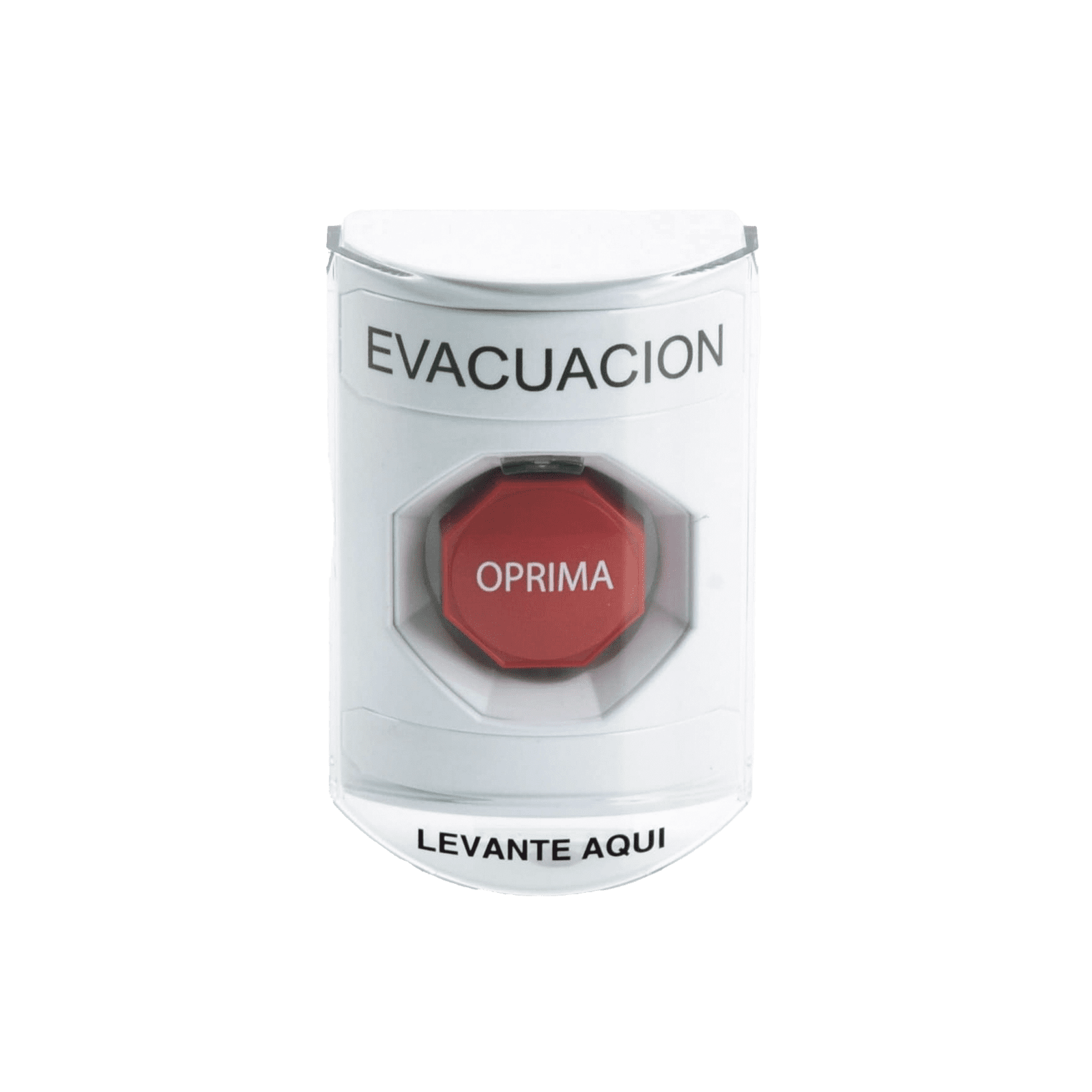 Botón de Evacuación, Cubierta de Policarbonato Súper Resistente de Superficie con Espaciador, Restablecimiento con Llave, Con Bocina de Advertencia SS2382EV-ES - STI