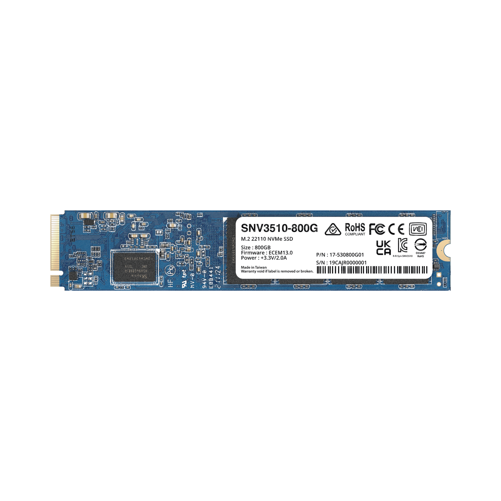 SSD 800GB NVMe M.2 22110, diseñada para Synology NAS con ranuras M.2 integradas SNV3510800G - SYNOLOGY