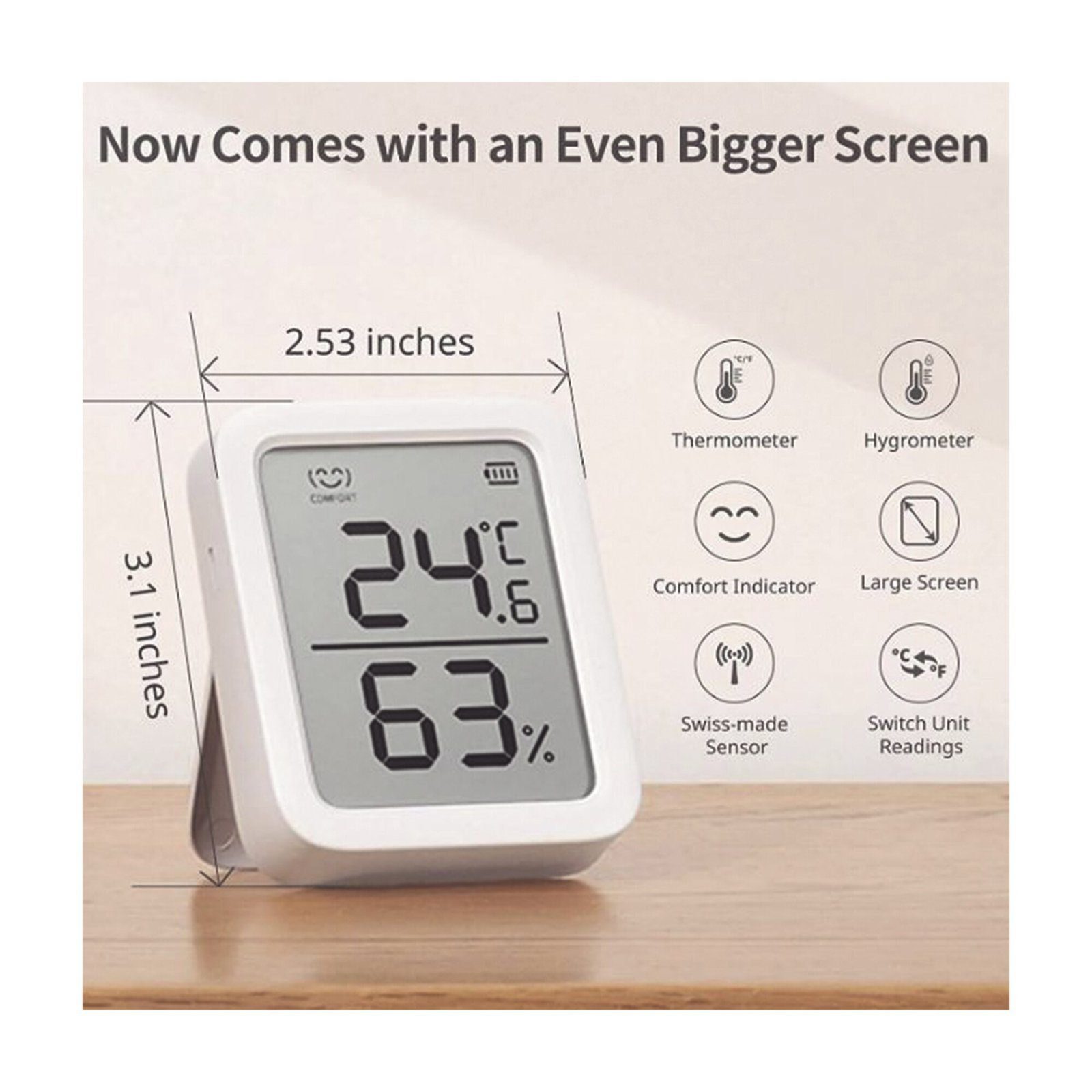 Medidor de temperatura y humedad Datos en pantalla / inalámbrico BLUETOOTH compatible con HUB SwitchBot SWITCHBOTMP - SWITCHBOT