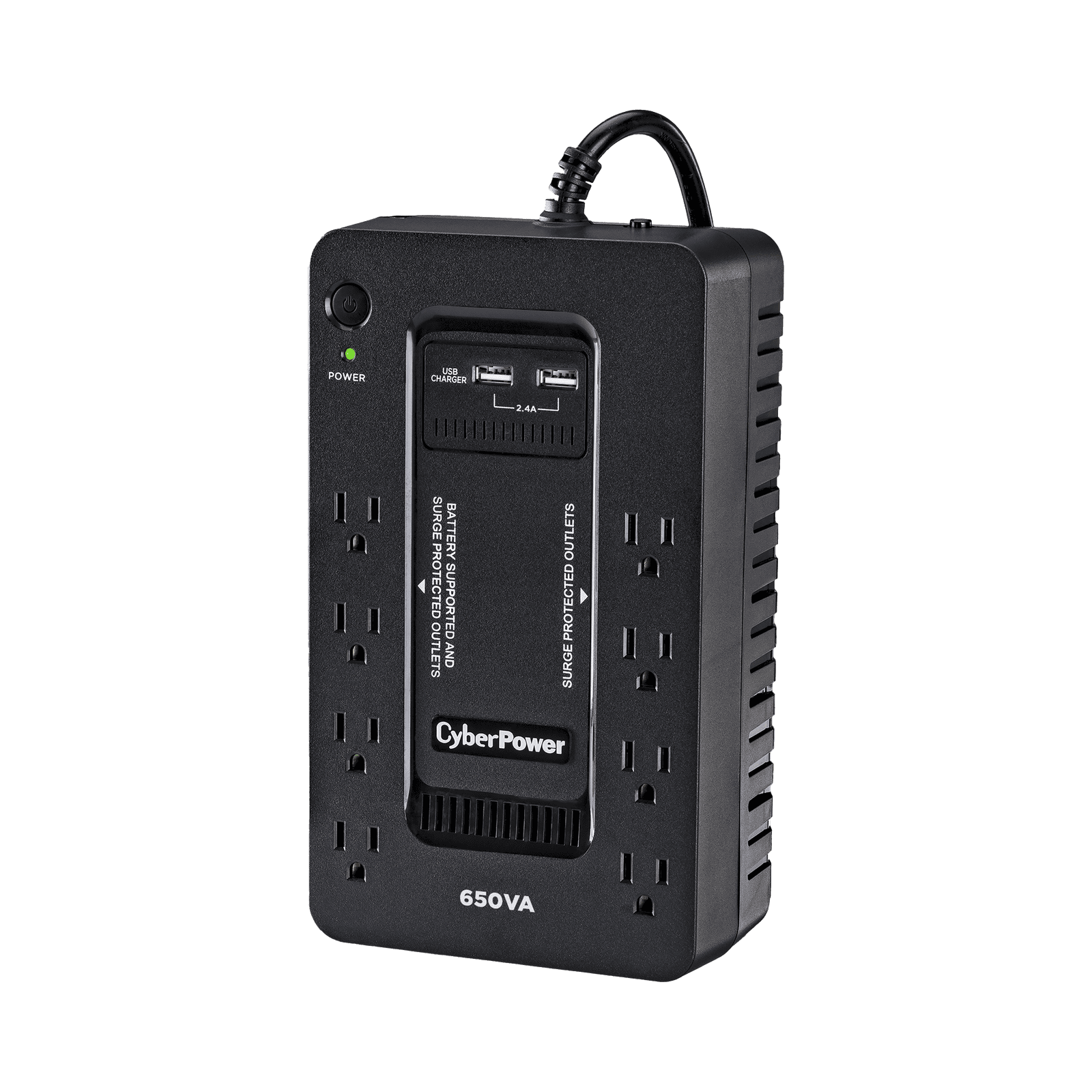 UPS de 650 VA/390 W, Topología Standby con Modo Ahorrador ECO, Entrada 120 Vca NEMA 5-15P, Con 8 Tomas NEMA 5-15R SX650U - CyberPower