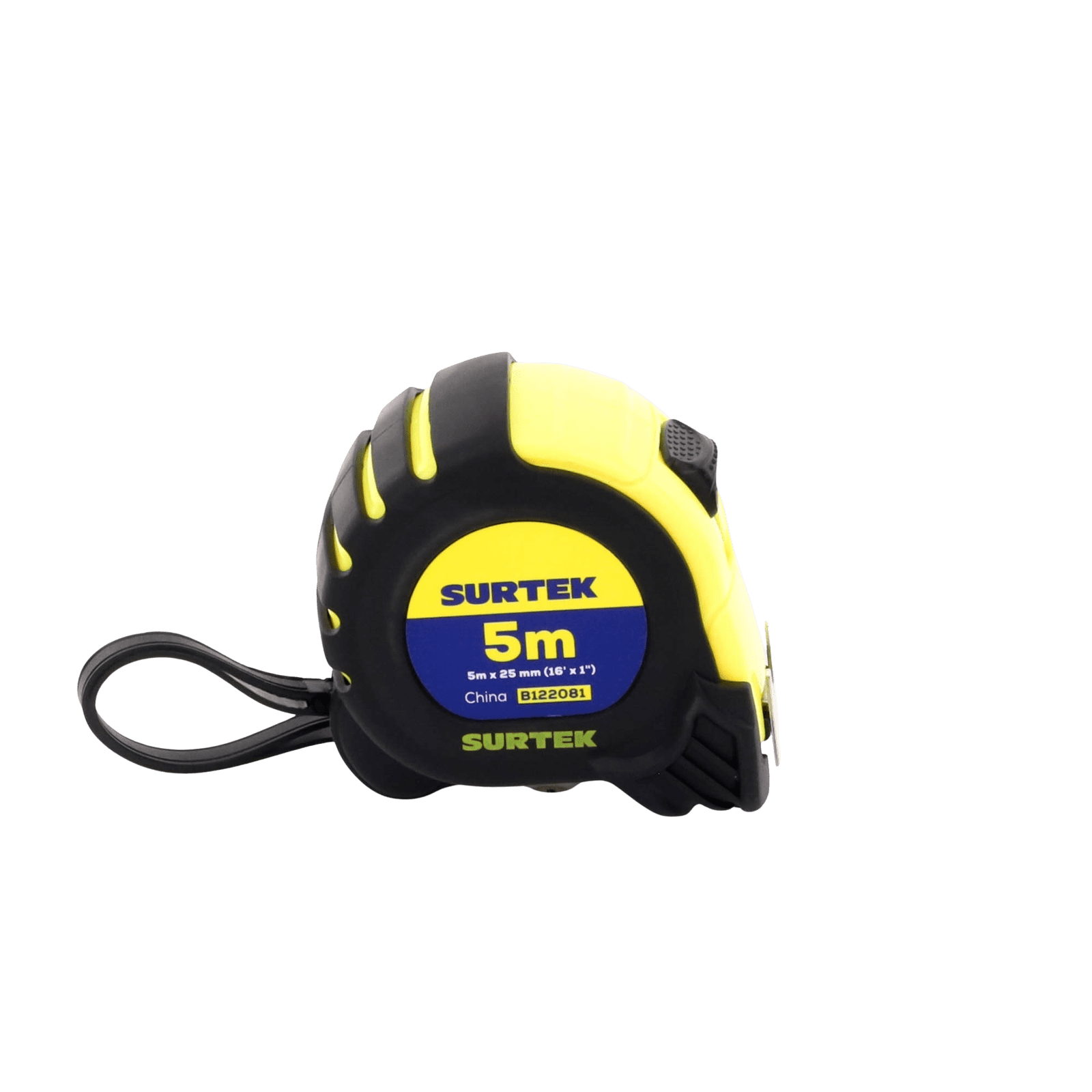 Flexometro anti impacto de 5 metros, cinta ancha con boton de freno. SYS-B122081 - SURTEK