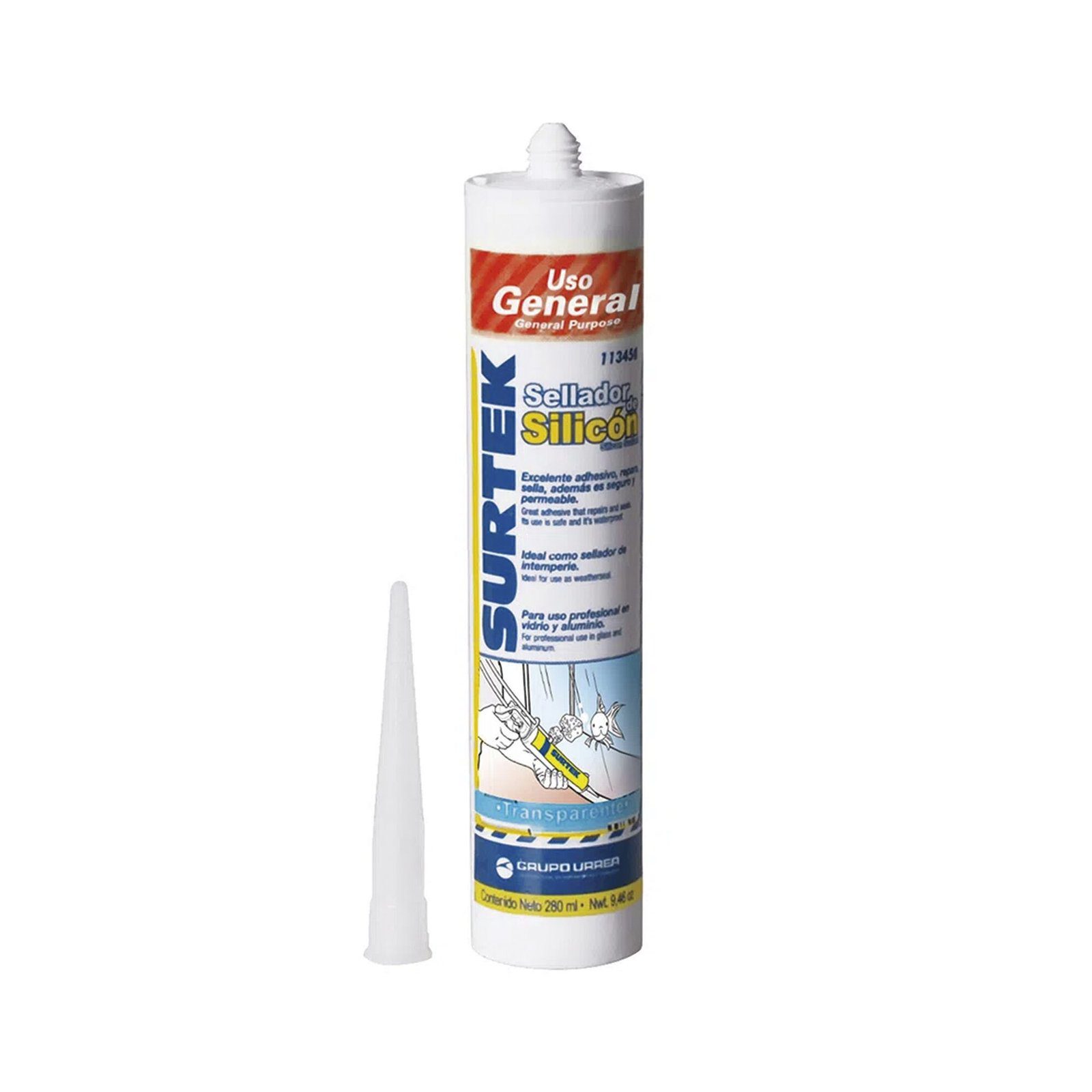 Silicón Sellador Transparente de Uso General (280 ml). SYS-113-450 - SURTEK