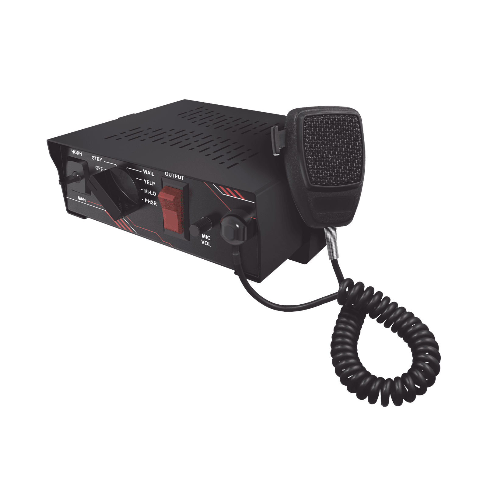 Sirena Vehicular de 100W de Potencia, Con Switch Giratorio de 6 posiciones y Micrófono Integrado de Uso Rudo SP101 - SIGNALPRO