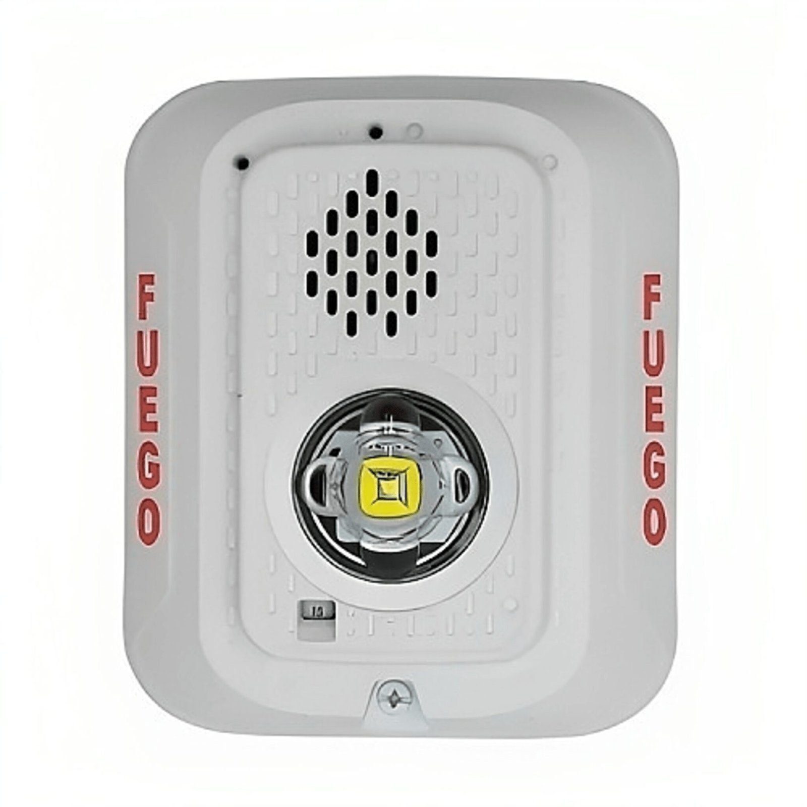 Sirena con Lámpara LED Estroboscópica / a 2 Hilos / Montaje en Pared / 12 o 24 Vcd / Configuración Estroboscópica Seleccionable / Texto en Español / Color Blanca P2WLEDSP - SYSTEM SENSOR