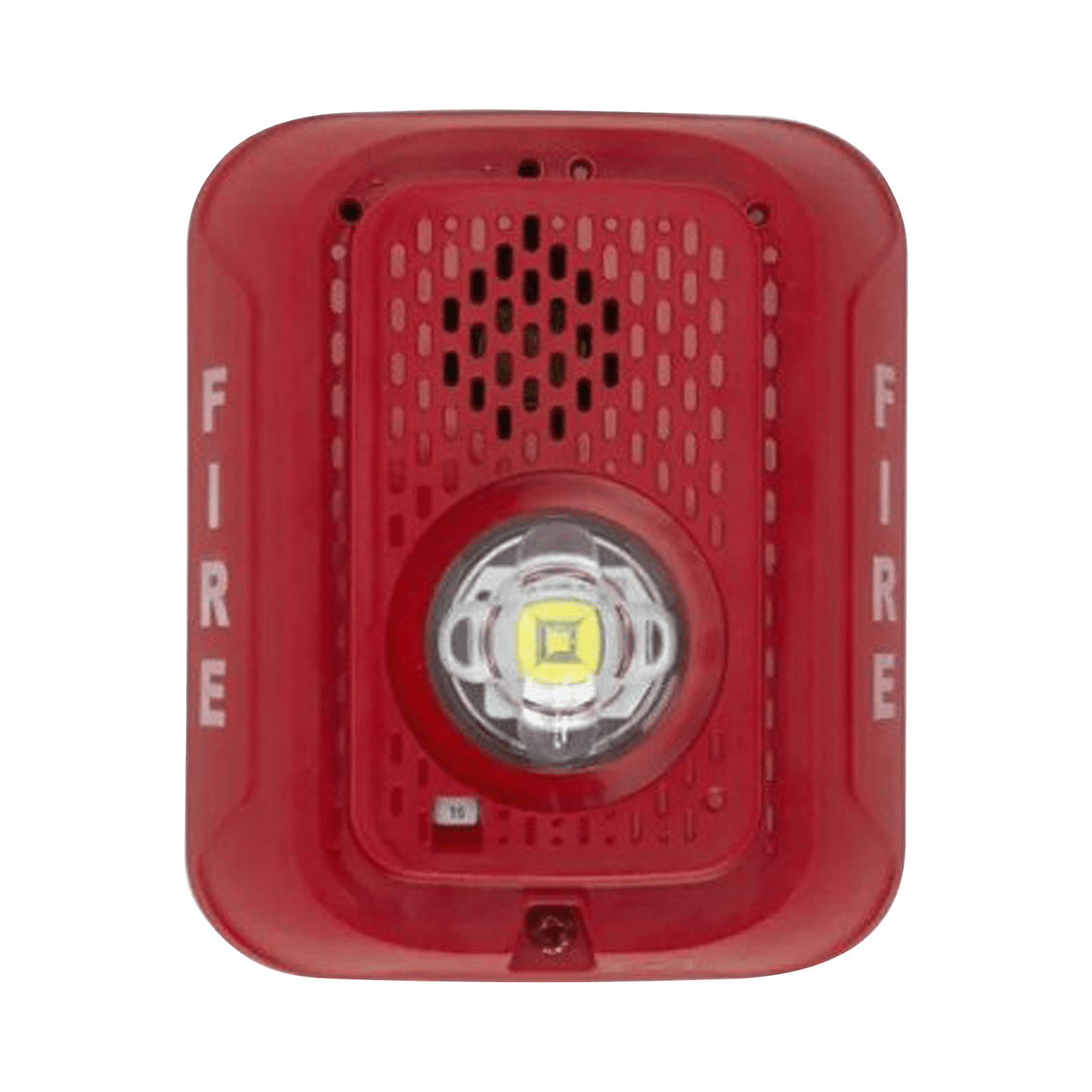 Sirena con Lámpara LED Estroboscópica / a 2 Hilos / Montaje en Pared / 12 o 24 Vcd / Configuración Estroboscópica Seleccionable / Texto en Inglés / Color Rojo P2RLED - SYSTEM SENSOR