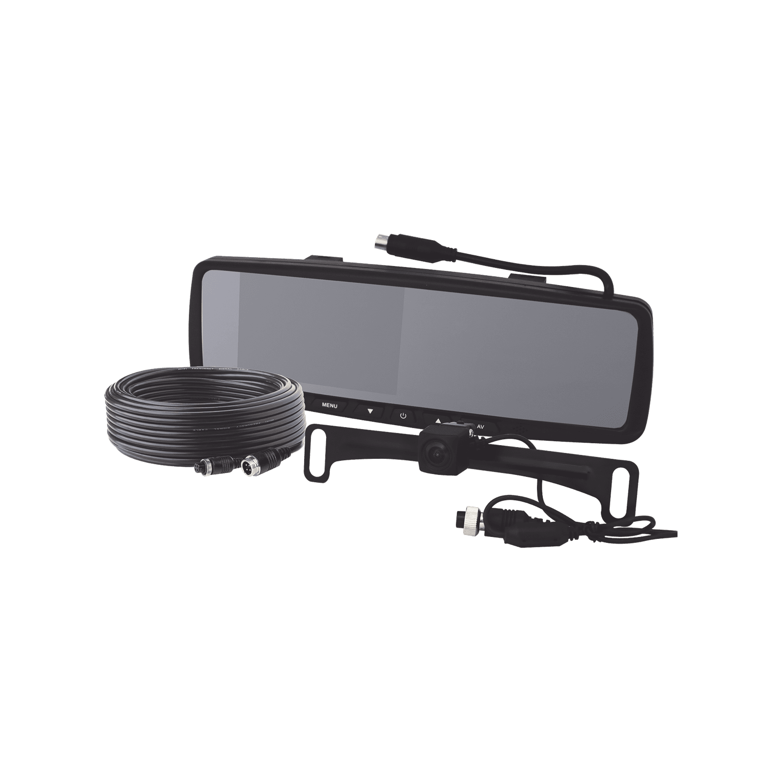 Sistema alámbrico de reversa con cámara y monitor de 4.3 pulgadas, Incluye cámara para placa de  170° EC4210BK - ECCO