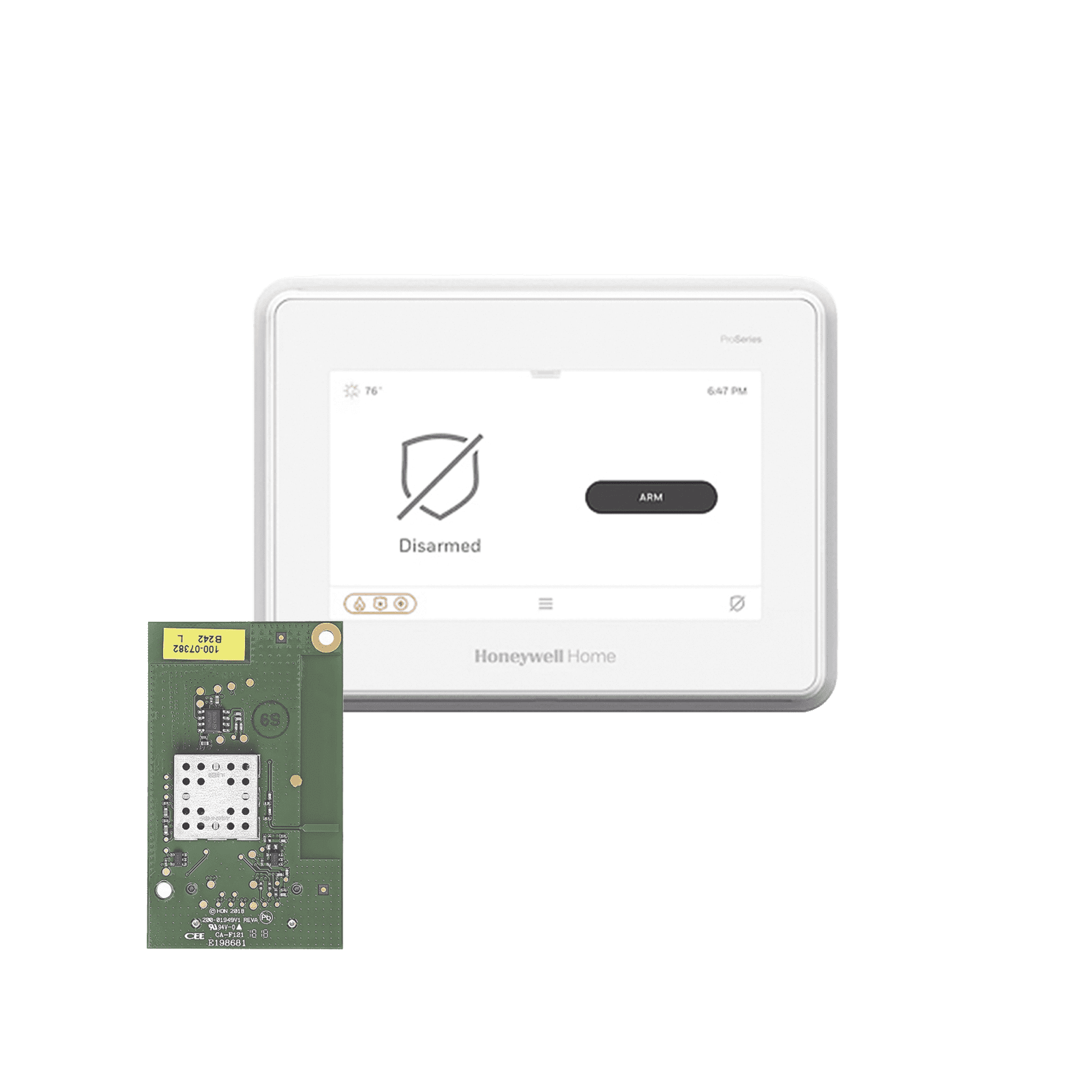 Sistema de Alarma con Pantalla Touch de 7″ Compatible con sensores Inalambricos DSC, Bosh, 2GIG,ITI y Serie 5800 agregando el modulo PROTAKEOVER PROA7MWIFI - HONEYWELL HOME RESIDEO