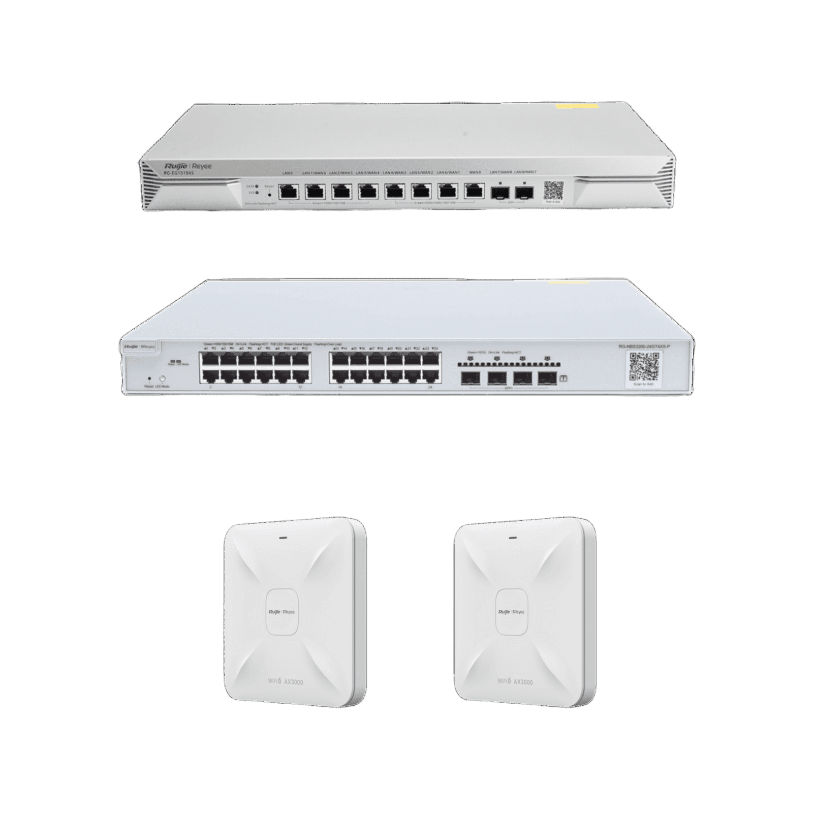 Solución Completa de Red para hasta 1500 Clientes y hasta 9 servicios de Internet., Ideal para Iniciar un Proyecto de Hotelería u Oficina RG-KIT-OH-1500 - RUIJIE