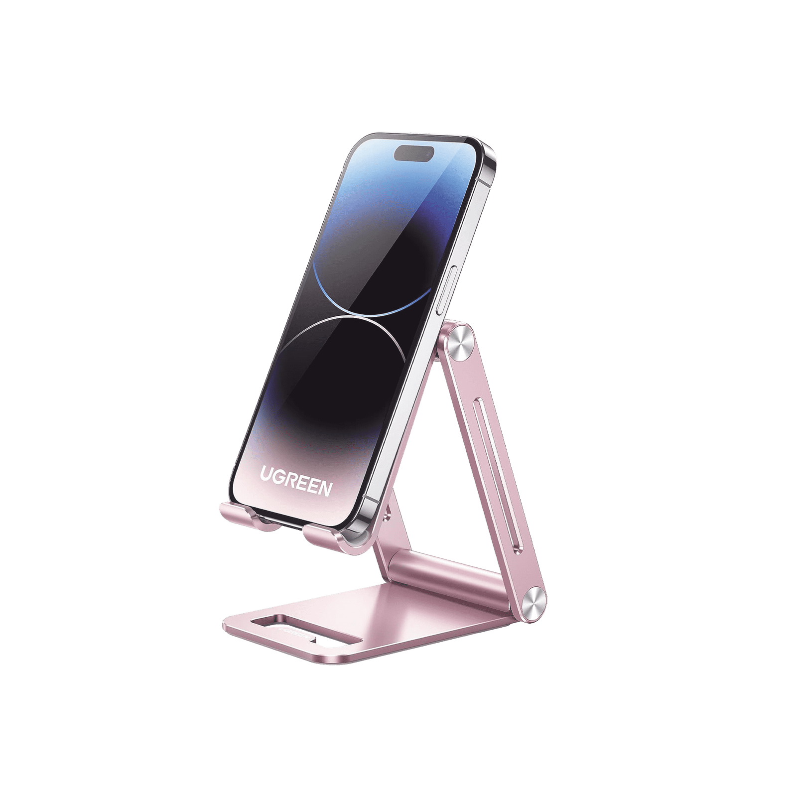Soporte para Teléfono Celular de Aluminio / Angulo Ajustable / Amplia Compatibilidad con dispositivos de 4.7” a 7.9” / Antideslizante / Antiarañazos / Plegable / Color Rosa 90460 - UGREEN
