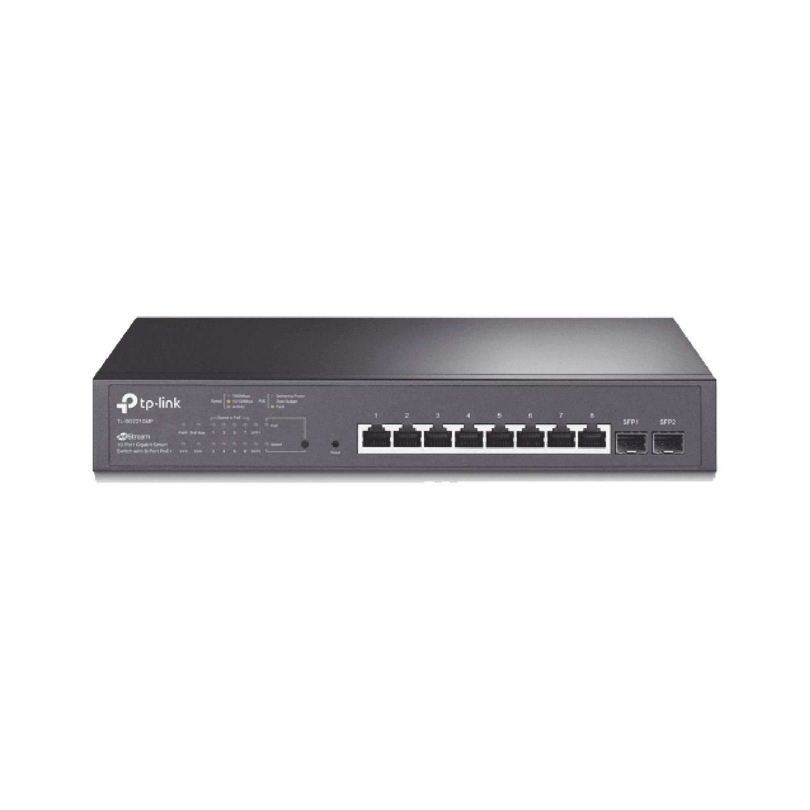 Switch PoE JetStream SDN Administrable 8 puertos 10/100/1000 Mbps + 2 puertos SFP, 8 puertos PoE, 150W, administración centralizada OMADA SDN TL-SG2210MP - TP-LINK