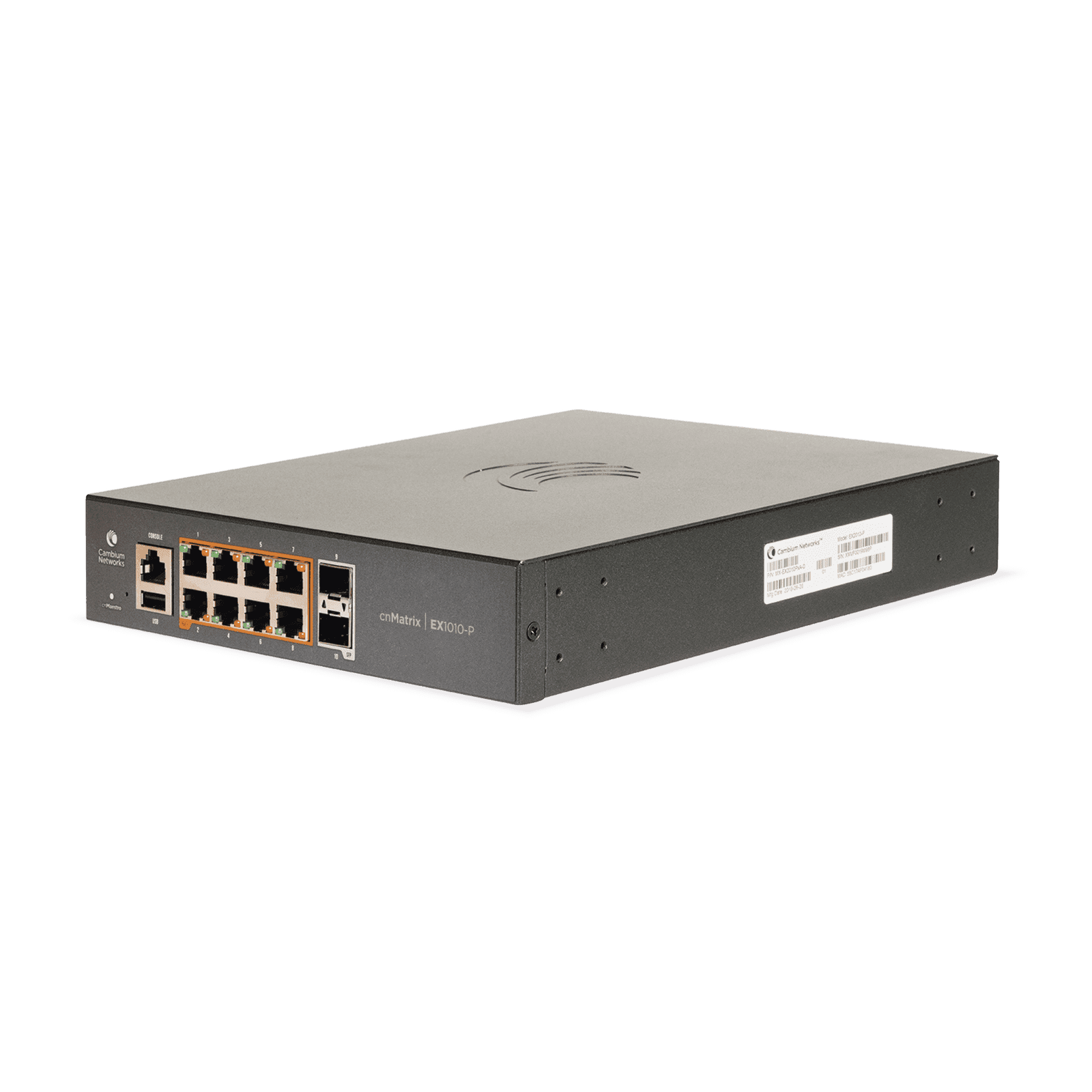 Switch PoE cnMatrix Ex1010-P / 8 Puertos Gigabit PoE 802.3af/at + 2 SFP / Capa 2 / Gestión en la Nube Gratuito MX-EX1010PXA-0 - CAMBIUM NETWORKS