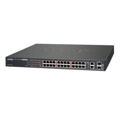 Switch administrable de 24 puertos 10/100TX PoE+ y 2 puertos combo TP/SFP Gigabit FGSW-2624HPS - PLANET