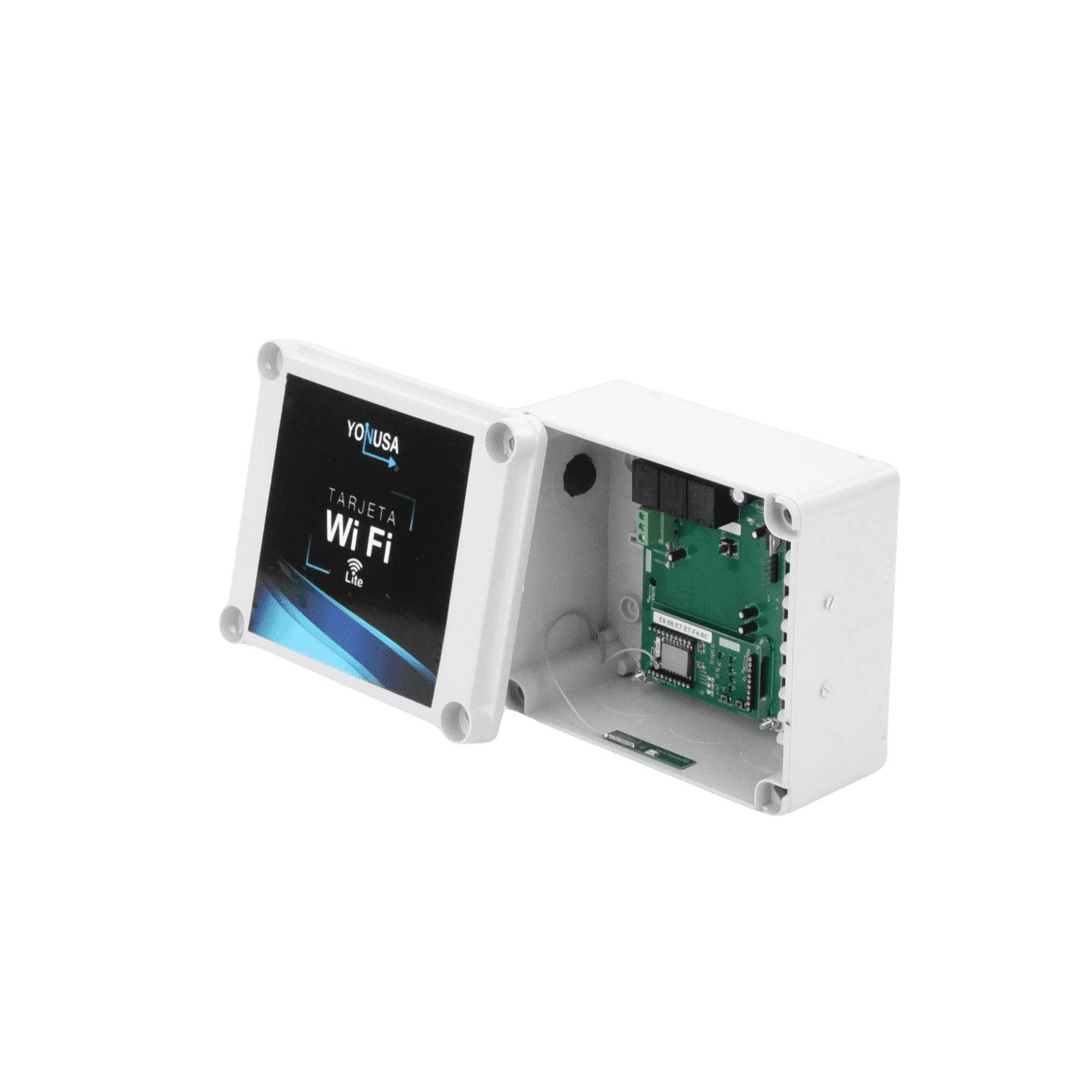 Modulo WIFI LITE con gabinete para uso en Energizadores YONUSA / Aplicación sin costo / Botón de Pánico/ 1 Salida Propósito General TARJET-WIFI-LITE - YONUSA
