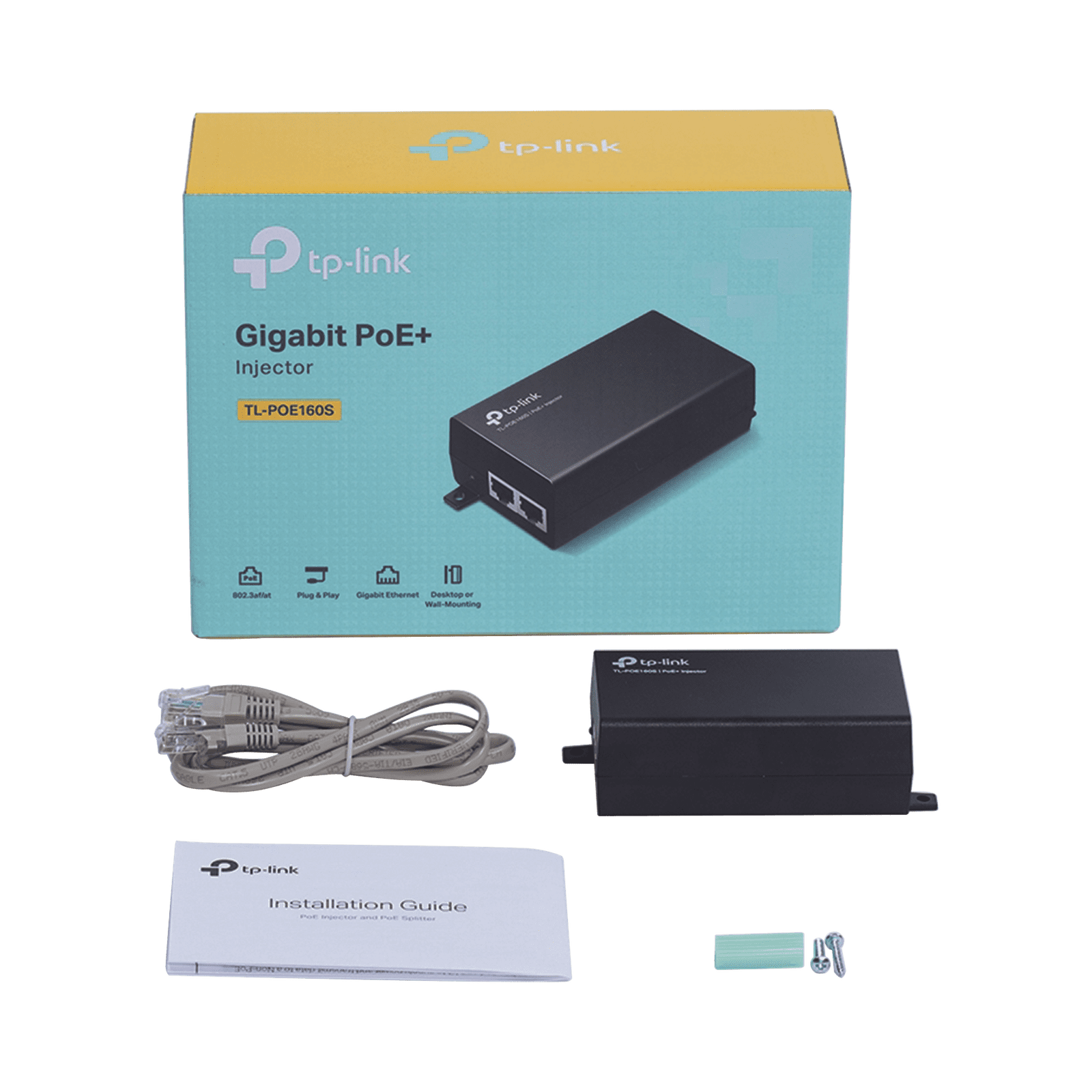 Inyector PoE+ (30W) / Gigabit 802.3 af/at / 2 puertos 10/100/1000 Mbps / Plug and Play / Fuente alimientación Integrada TL-POE160S - TP-LINK