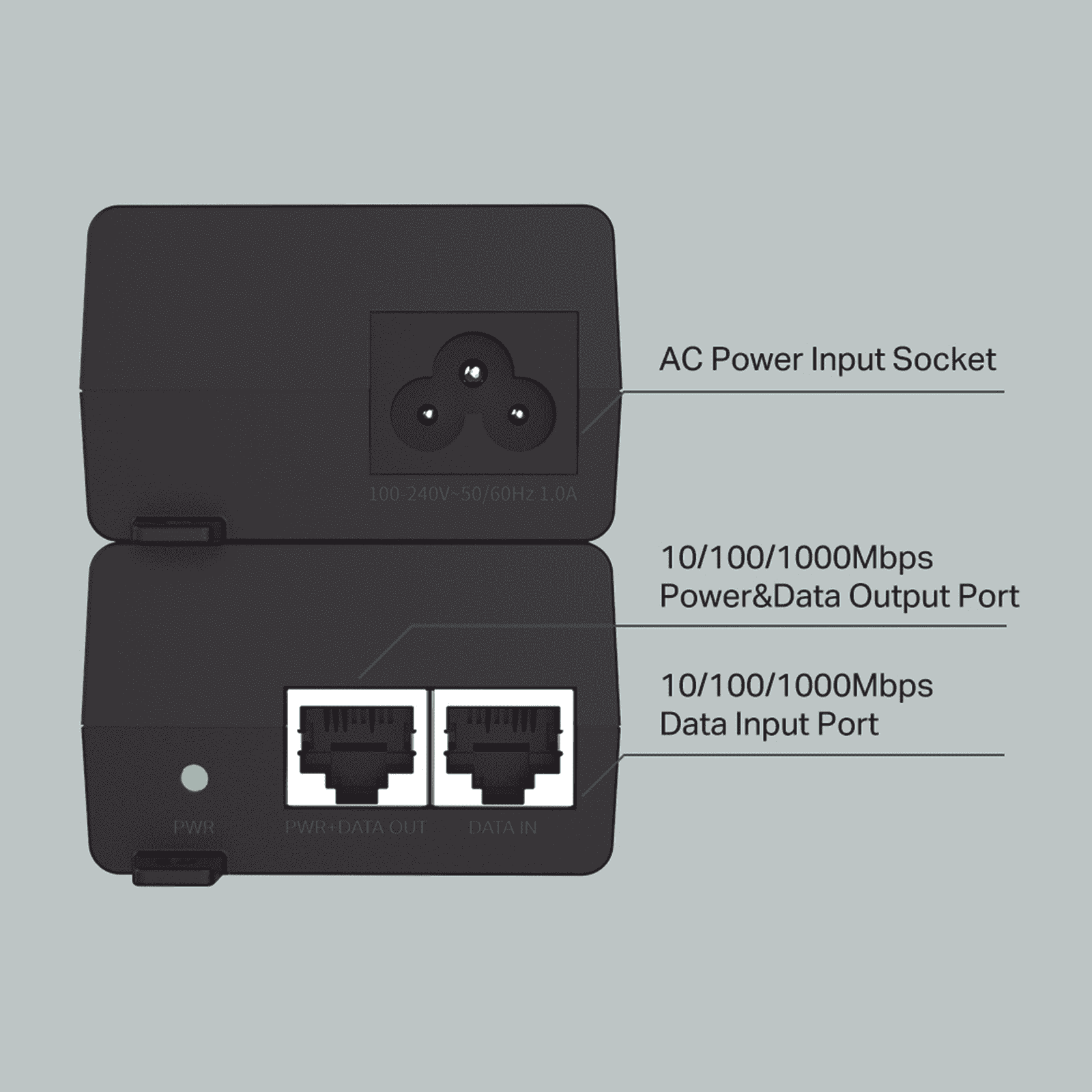 Inyector PoE+ (30W) / Gigabit 802.3 af/at / 2 puertos 10/100/1000 Mbps / Plug and Play / Fuente alimientación Integrada TL-POE160S - TP-LINK