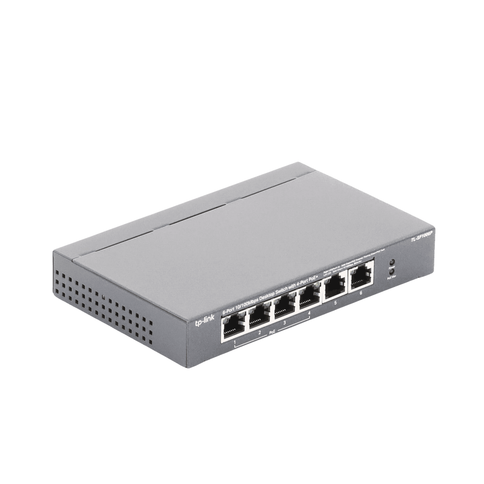 Switch PoE no Administrable de escritorio / 6 puertos 10/100 Mbps / 4 puertos PoE af/at / Presupuesto 67 W / Modo Extensor hasta 250 m / Calidad video prioritaria TLSF1006P - TP-LINK
