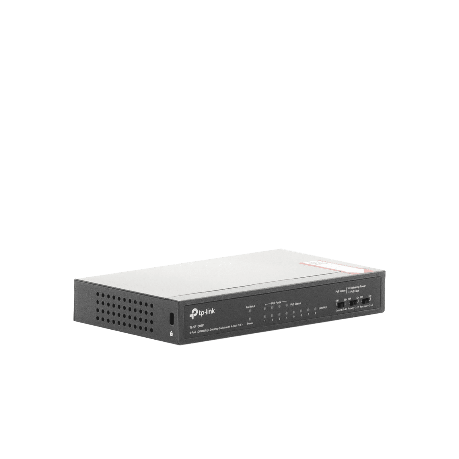 Switch PoE+ No Administrable / De Escritorio 8 puertos 10/100 Mbps / 4 puertos PoE af/at Inteligente / Presupuesto 66 W / Hasta 250 metros TL-SF1008P - TP-LINK