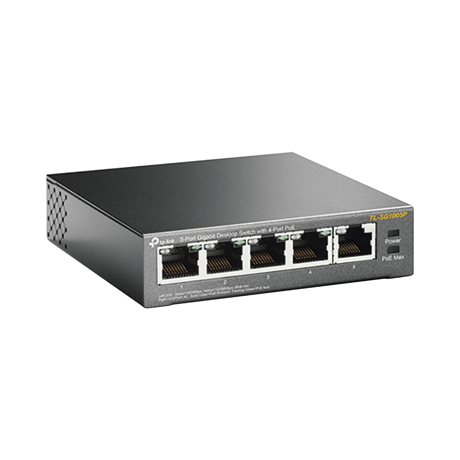 Switch Escritorio No Administrable de 5 puertos 10/100/1000 Mbps / Con 4 puertos PoE 802.3af/at de hasta 65 W / PoE Extendido hasta 250 metros TL-SG1005P - TP-LINK