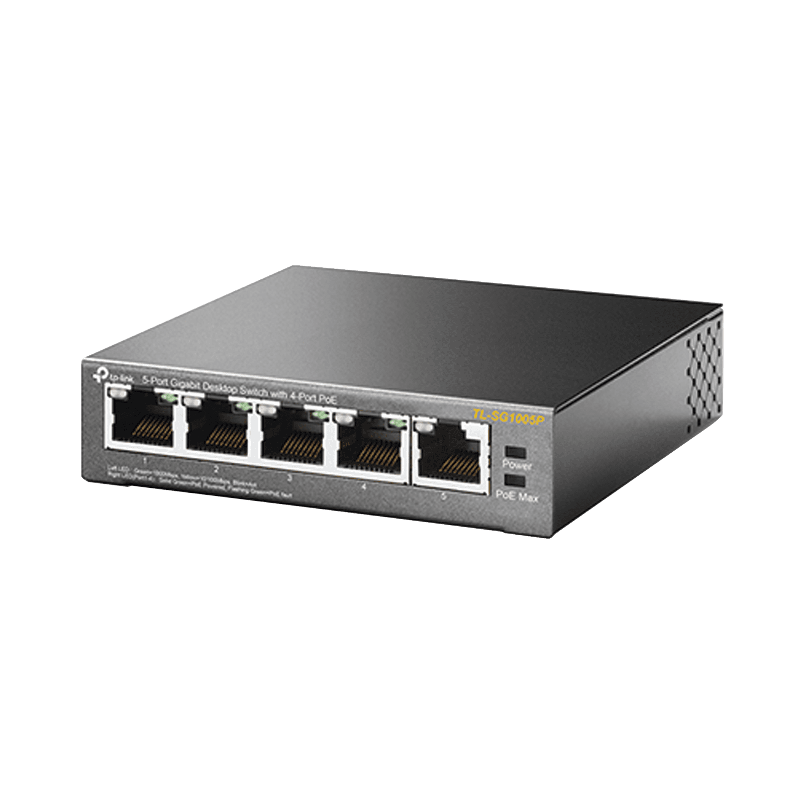 Switch Escritorio No Administrable de 5 puertos 10/100/1000 Mbps / Con 4 puertos PoE 802.3af/at de hasta 65 W / PoE Extendido hasta 250 metros TL-SG1005P - TP-LINK