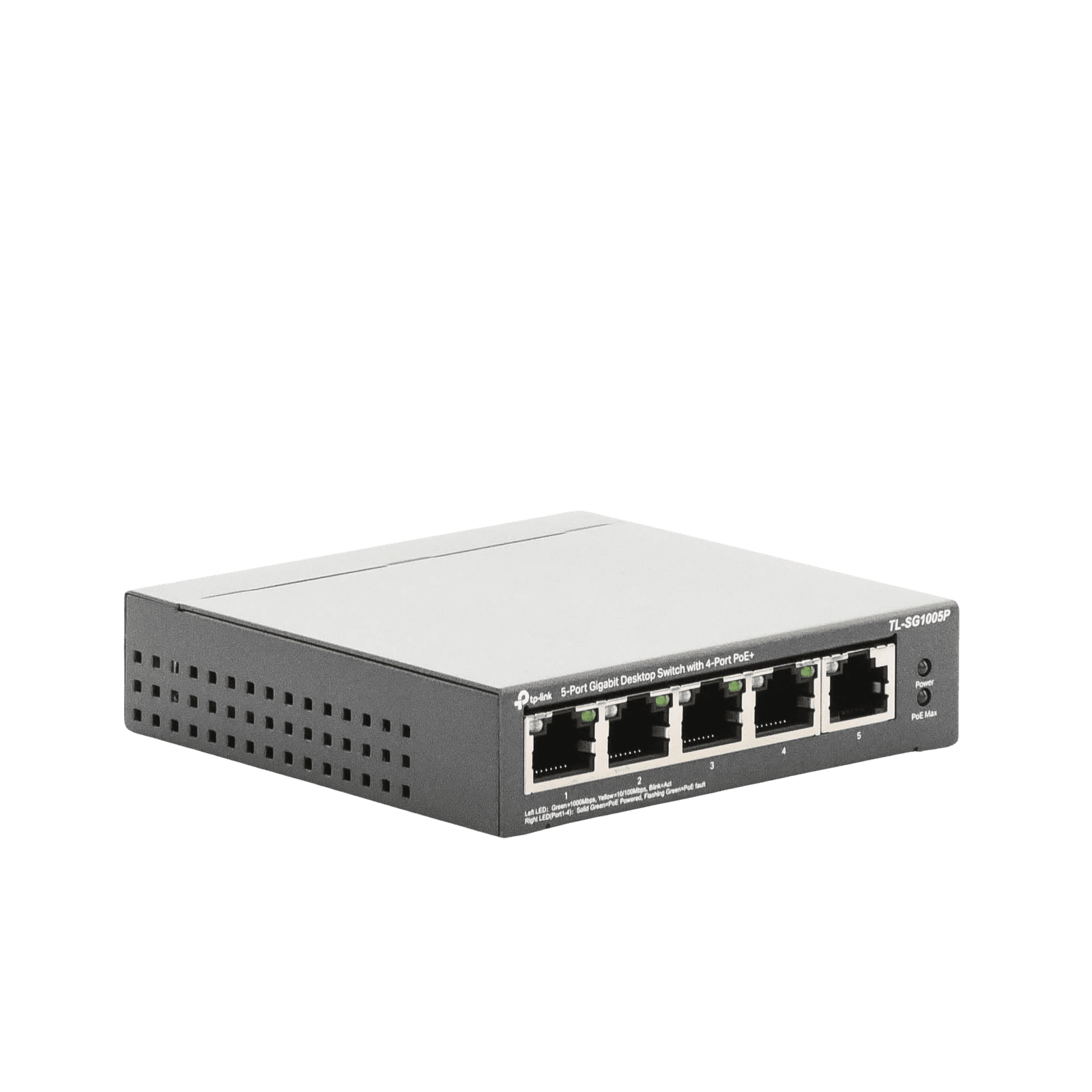 Switch Escritorio No Administrable de 5 puertos 10/100/1000 Mbps / Con 4 puertos PoE 802.3af/at de hasta 65 W / PoE Extendido hasta 250 metros TL-SG1005P - TP-LINK