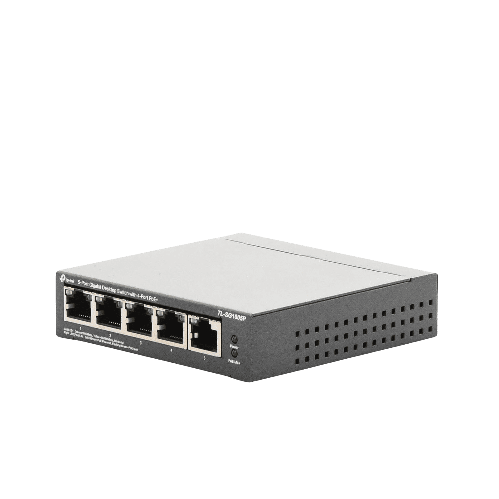 Switch Escritorio No Administrable de 5 puertos 10/100/1000 Mbps / Con 4 puertos PoE 802.3af/at de hasta 65 W / PoE Extendido hasta 250 metros TL-SG1005P - TP-LINK