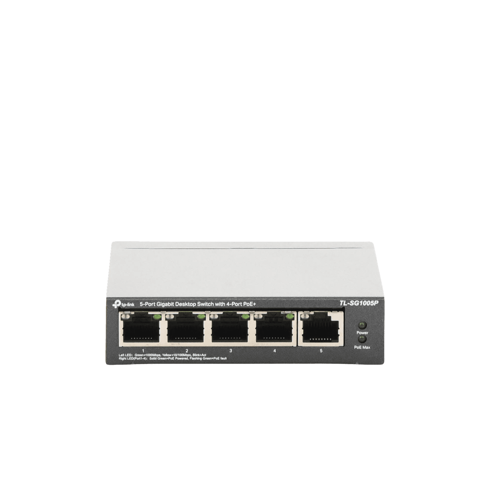 Switch Escritorio No Administrable de 5 puertos 10/100/1000 Mbps / Con 4 puertos PoE 802.3af/at de hasta 65 W / PoE Extendido hasta 250 metros TL-SG1005P - TP-LINK