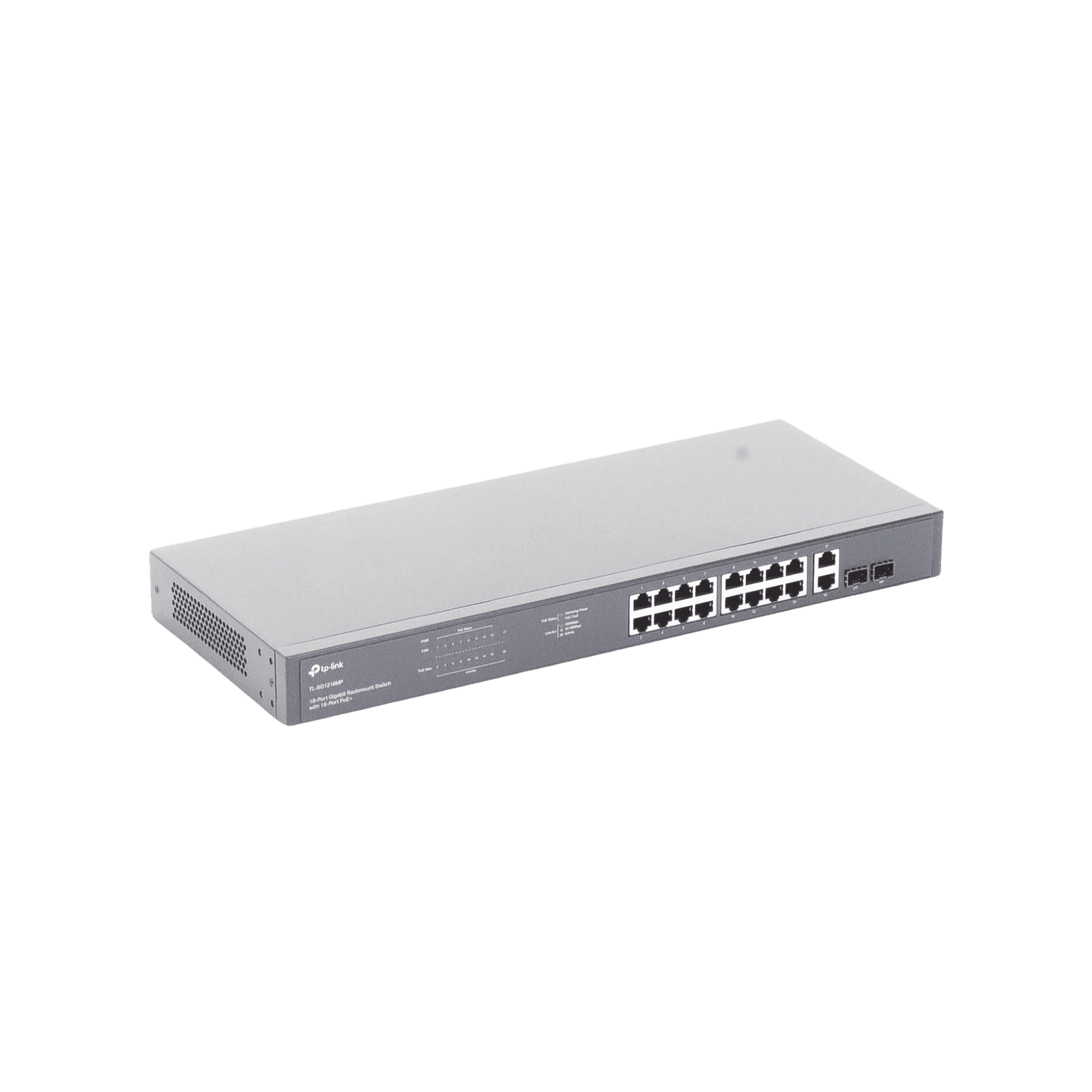 Switch no administrable de 16 puertos 10/100/1000Mbps y PoE af/at, 2 puertos SFP hasta 250W. TL-SG1218MP - TP-LINK