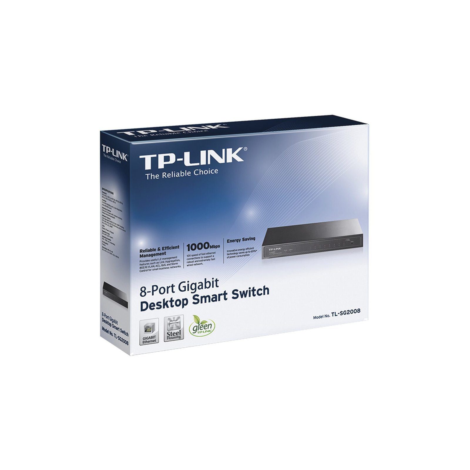 Smart Jetstream Switch administrable 8 puertos 10/100/1000 Mbps TL-SG2008 - TP-LINK